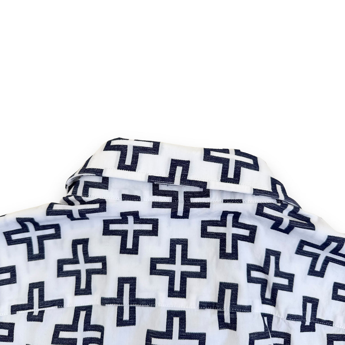 LOUIS VUITTON LV CROSS LONG SLEEVE SHIRT WHITE / BLUE XL