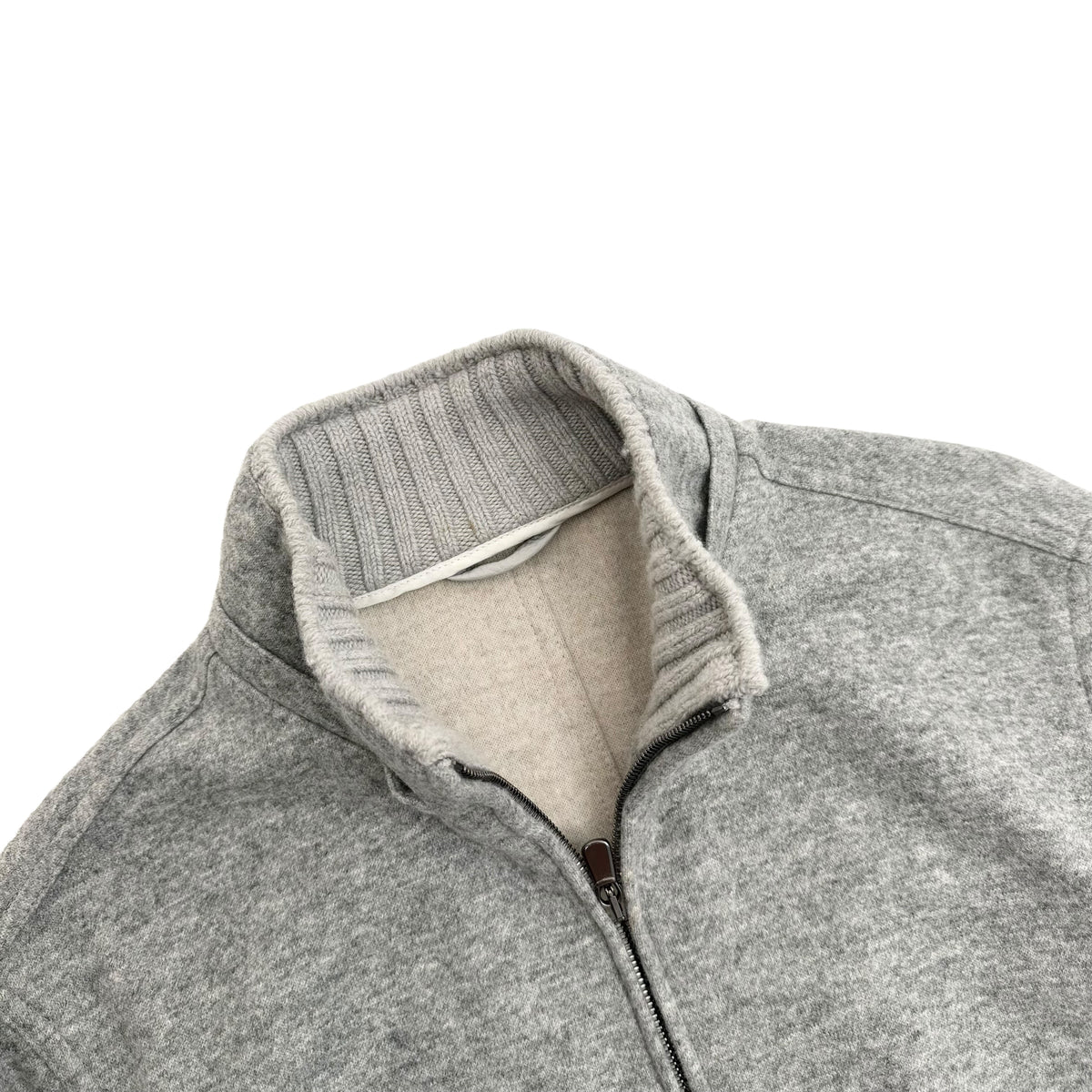 THOM SWEENEY CASHMERE BLEND BESPOKE ZIP-UP BOMBER JACKET GREY L