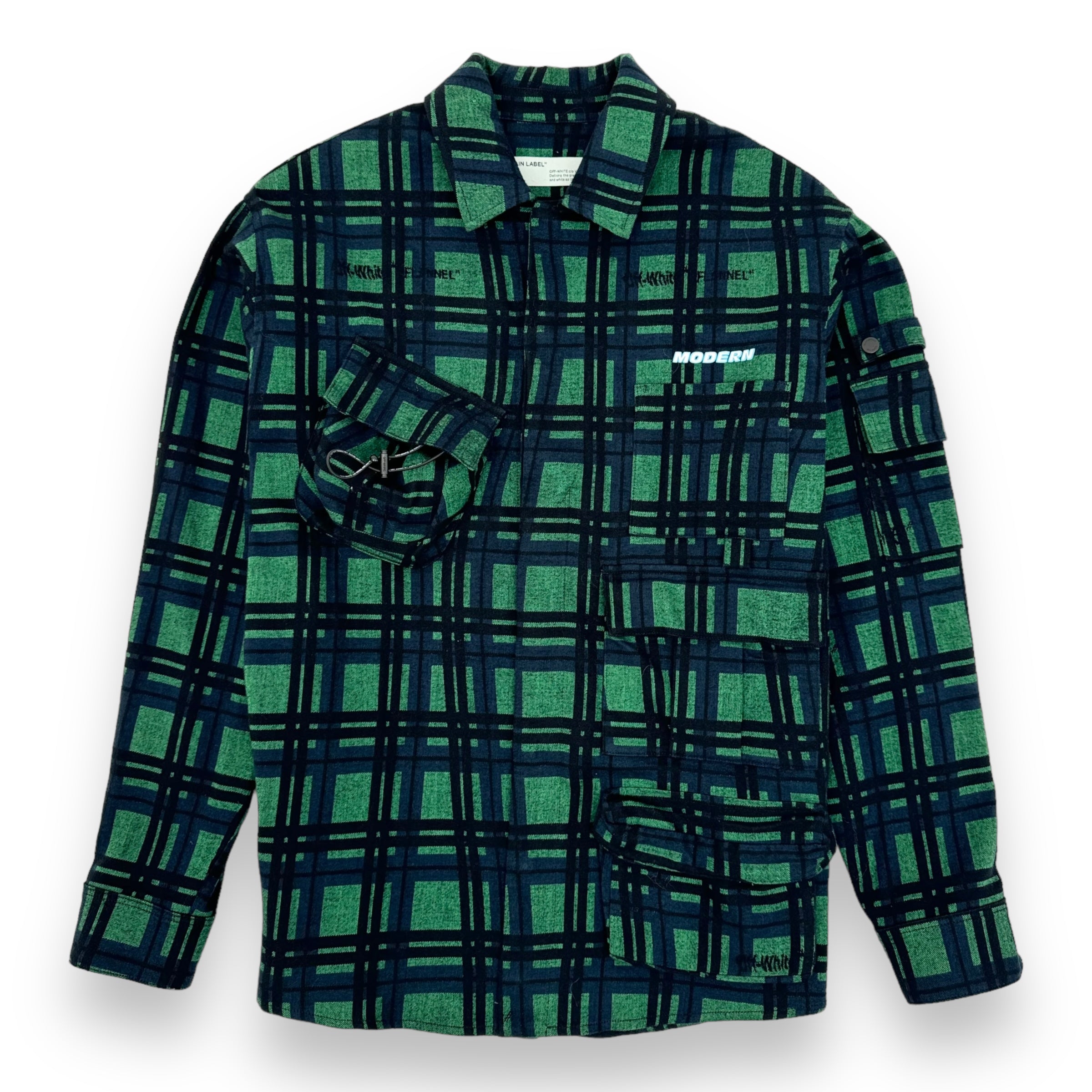 OFF-WHITE OVERSIZED CHECKED SHIRT GREEN M