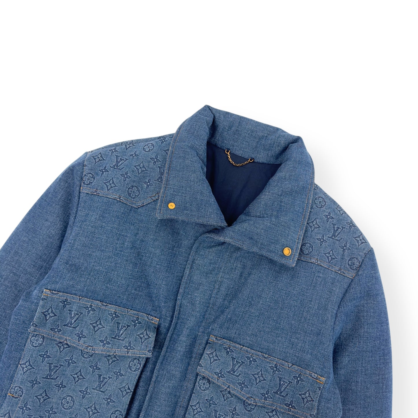 LOUIS VUITTON MONOGRAM PADDED DENIM JACKET INDIGO FR52 / L