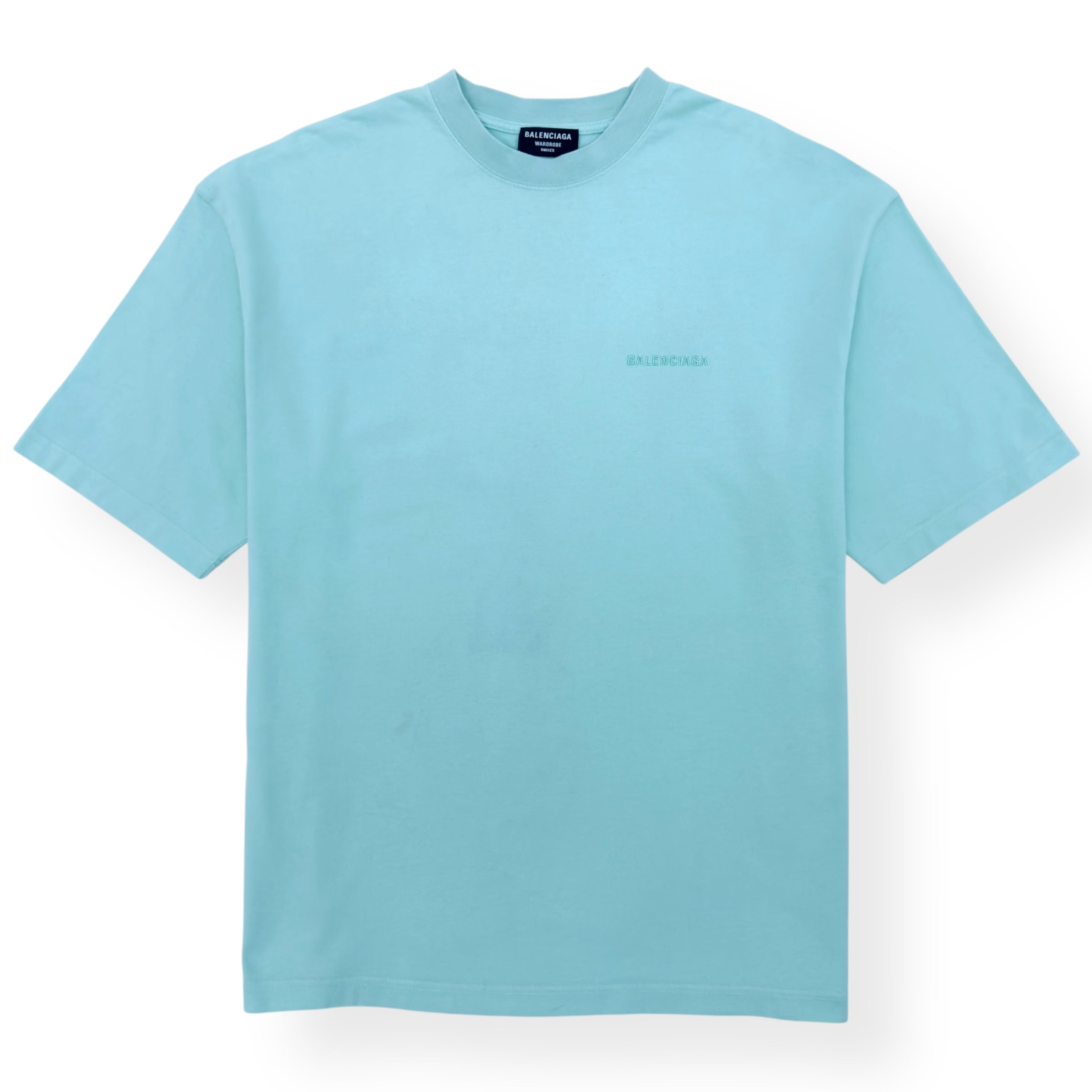 BALENCIAGA EMBROIDERED LOGO T-SHIRT TEAL BLUE XL