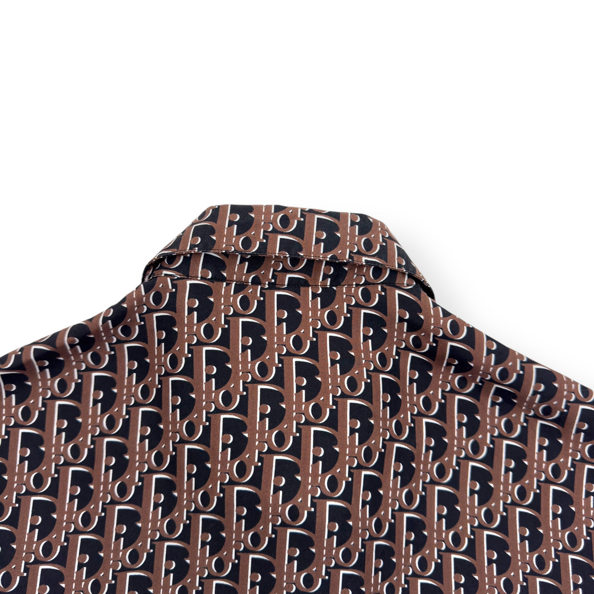 DIOR OBLIQUE SILK MONOGRAM SHIRT BROWN 40 / M