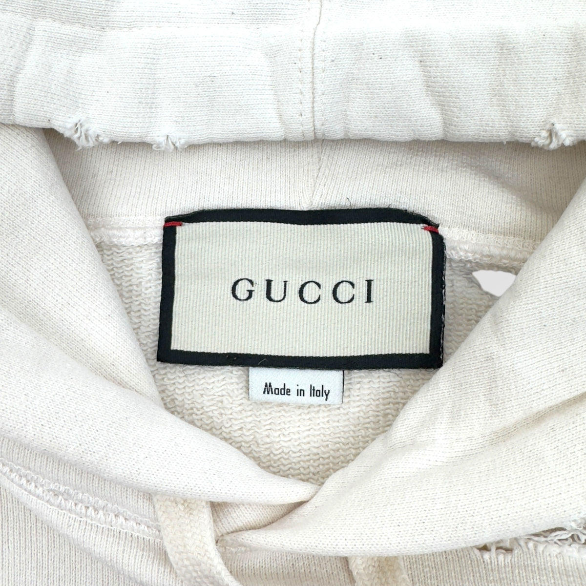GUCCI CAT LOGO-PRINT HOODIE BEIGE / RED M