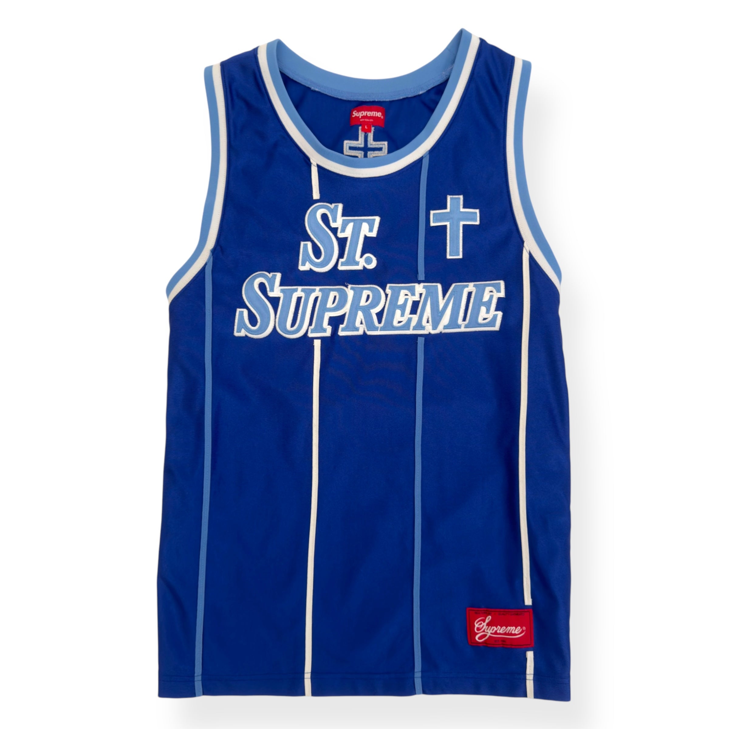SUPREME ST.SUPREME BASKETBALL JERSEY VEST BLUE L