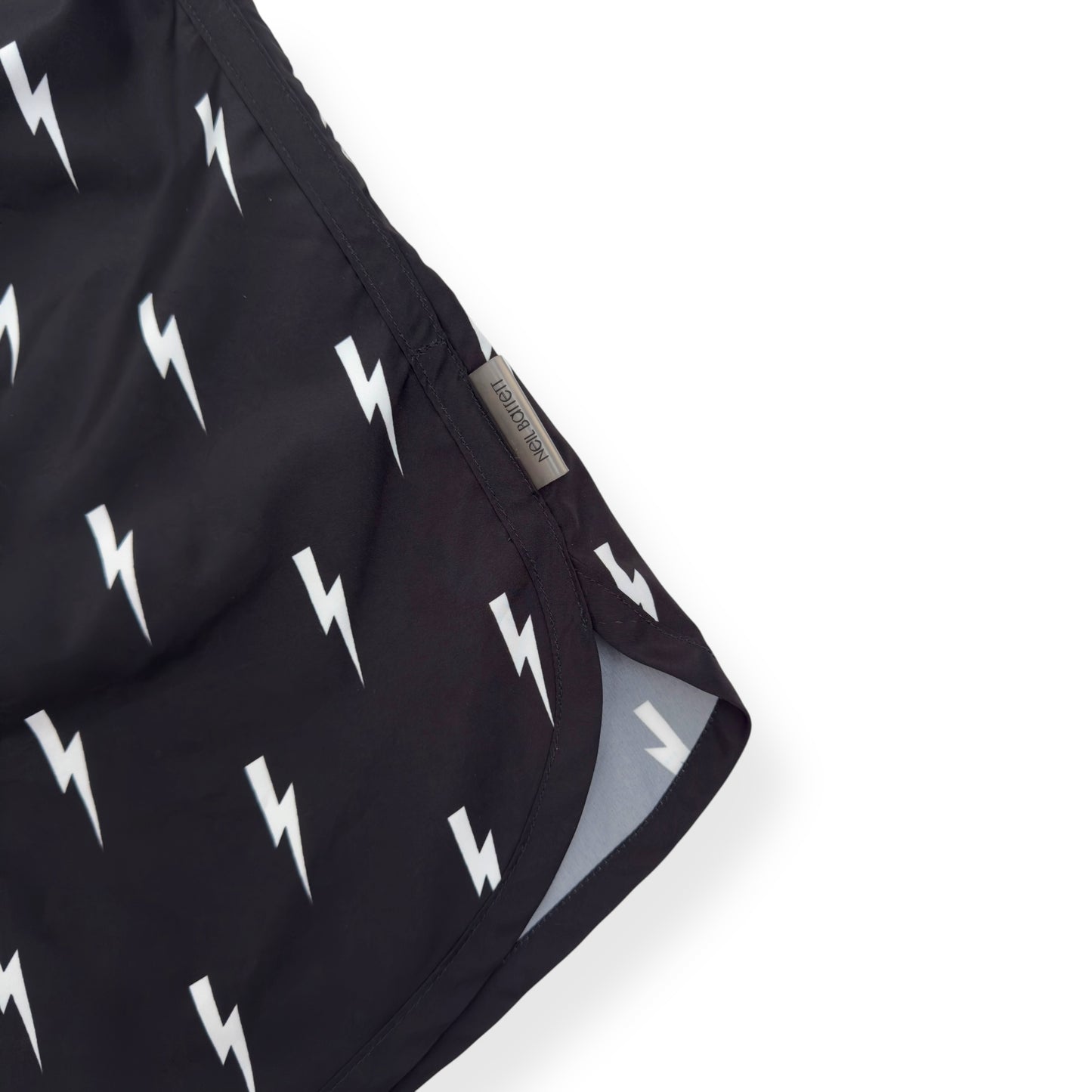 NEIL BARRETT MICRO BOLT SWIM SHORTS BLACK / WHITE L