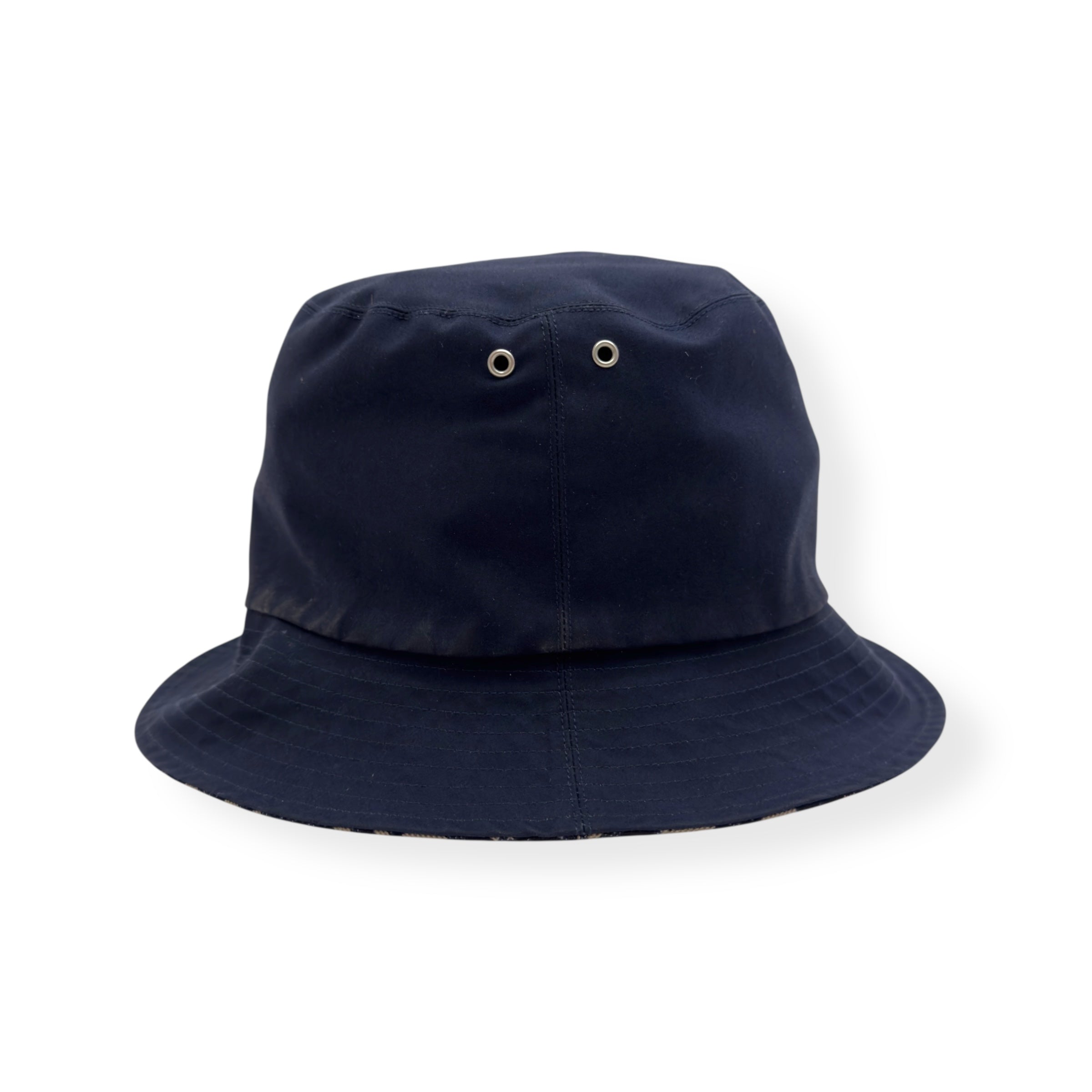 DIOR REVERSIBLE TEDDY-D SMALL BRIM BUCKET HAT NAVY / BEIGE M