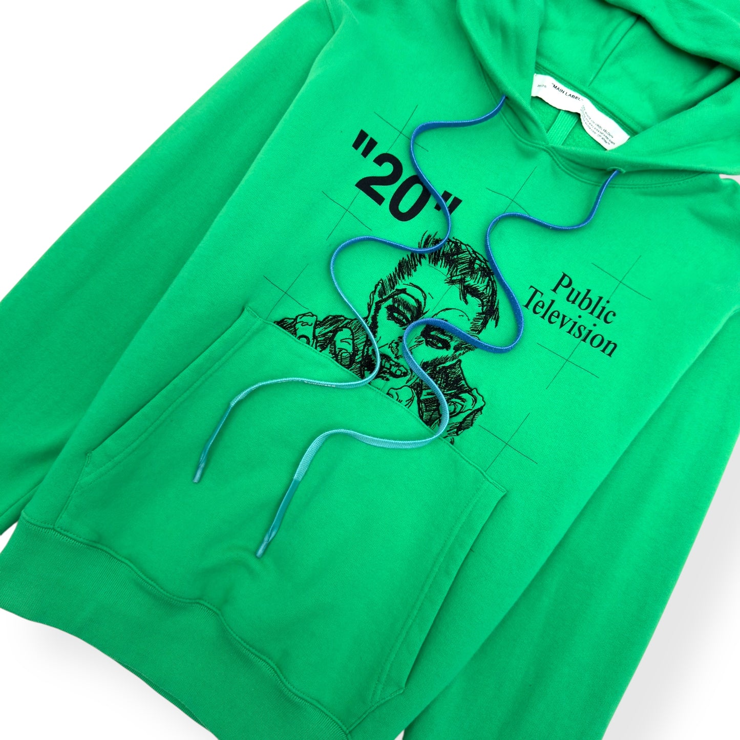 OFF-WHITE PUBLIC TELEVISION HOODIE GREEN / BLACK L