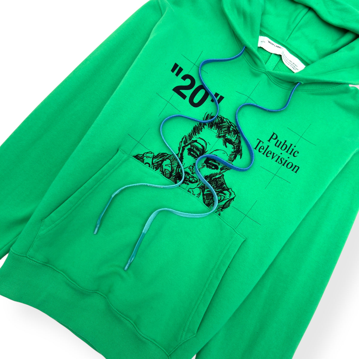 OFF-WHITE PUBLIC TELEVISION HOODIE GREEN / BLACK L