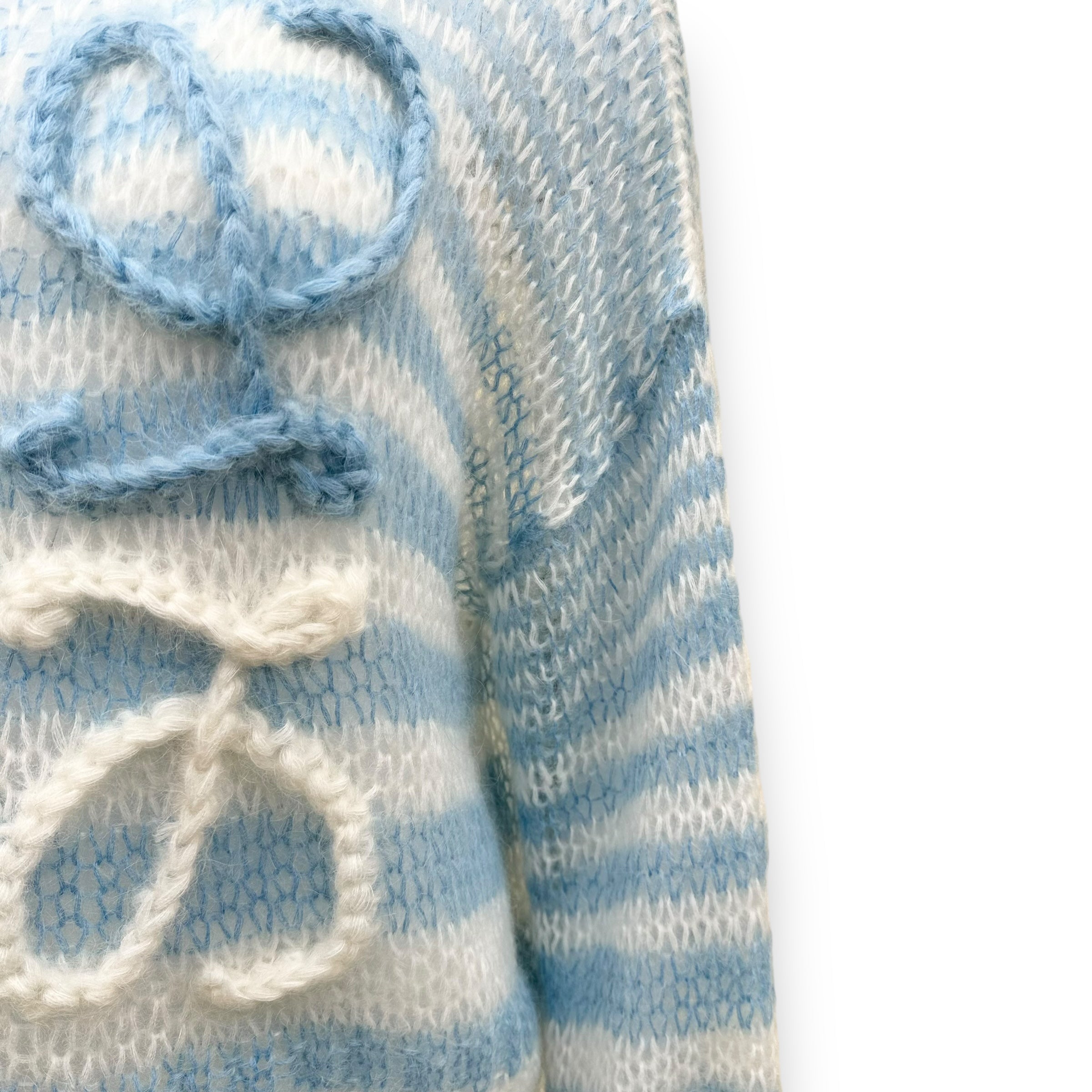 LOEWE MOHAIR ANAGRAM KNITTED SWEATER BLUE / WHITE S