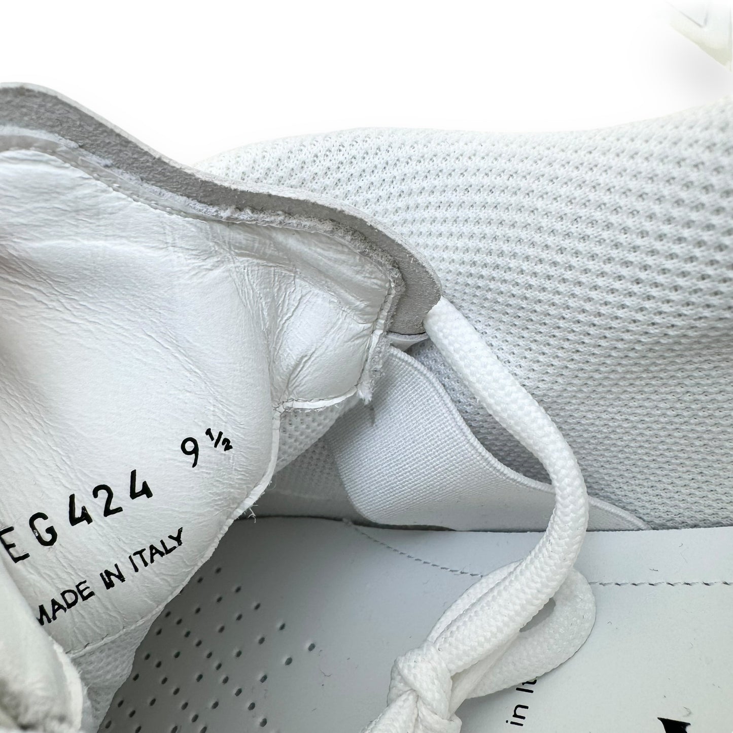 PRADA SYSTEME BRUSHED LEATHER SNEAKER WHITE UK9.5