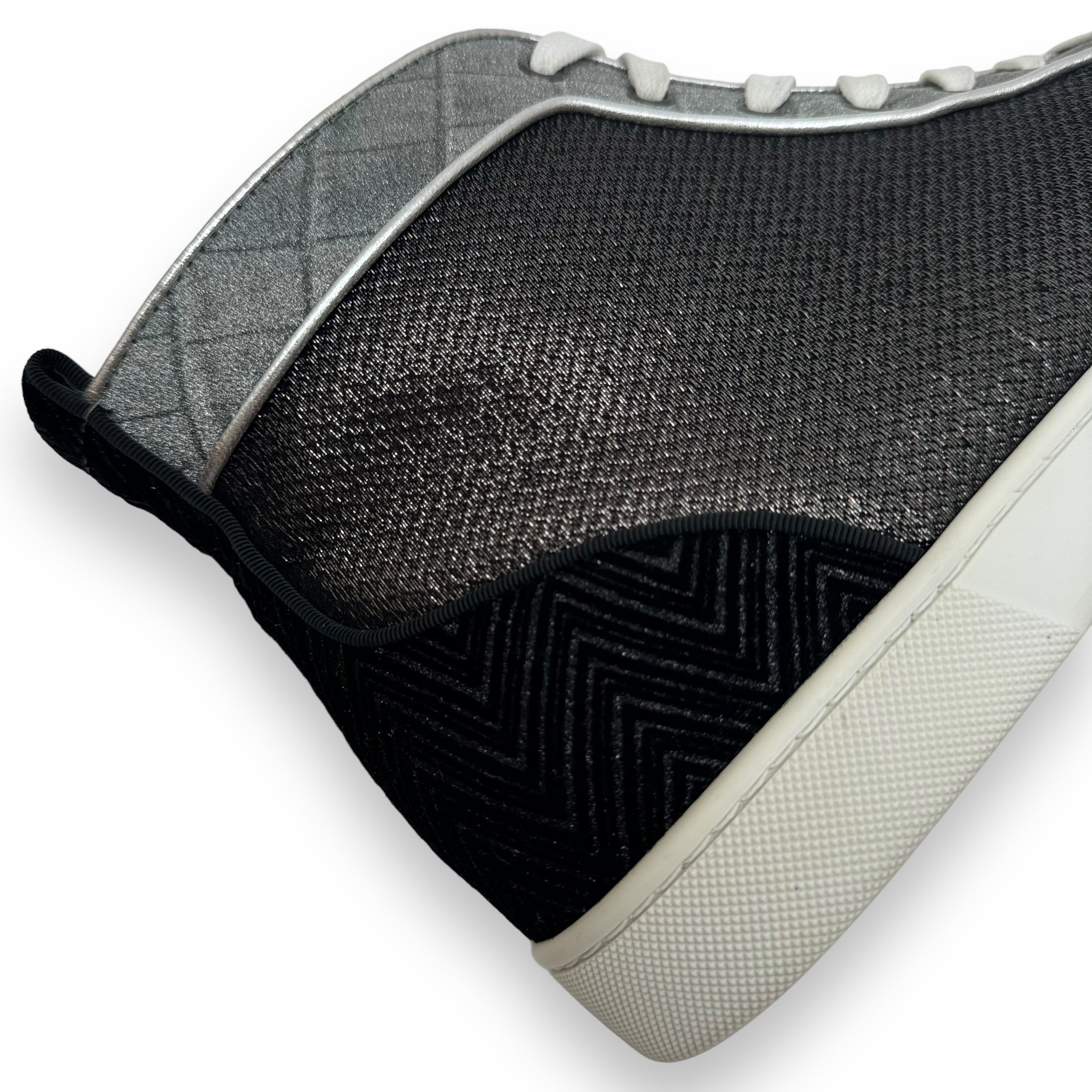 CHRISTIAN LOUBOUTIN LOU SPIKES ORLATO FLAT SNEAKER BLACK / SILVER UK11