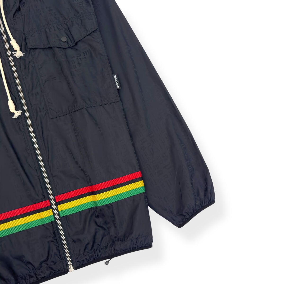 PALM ANGELS MONOGRAM WINDBREAKER JACKET BLACK L
