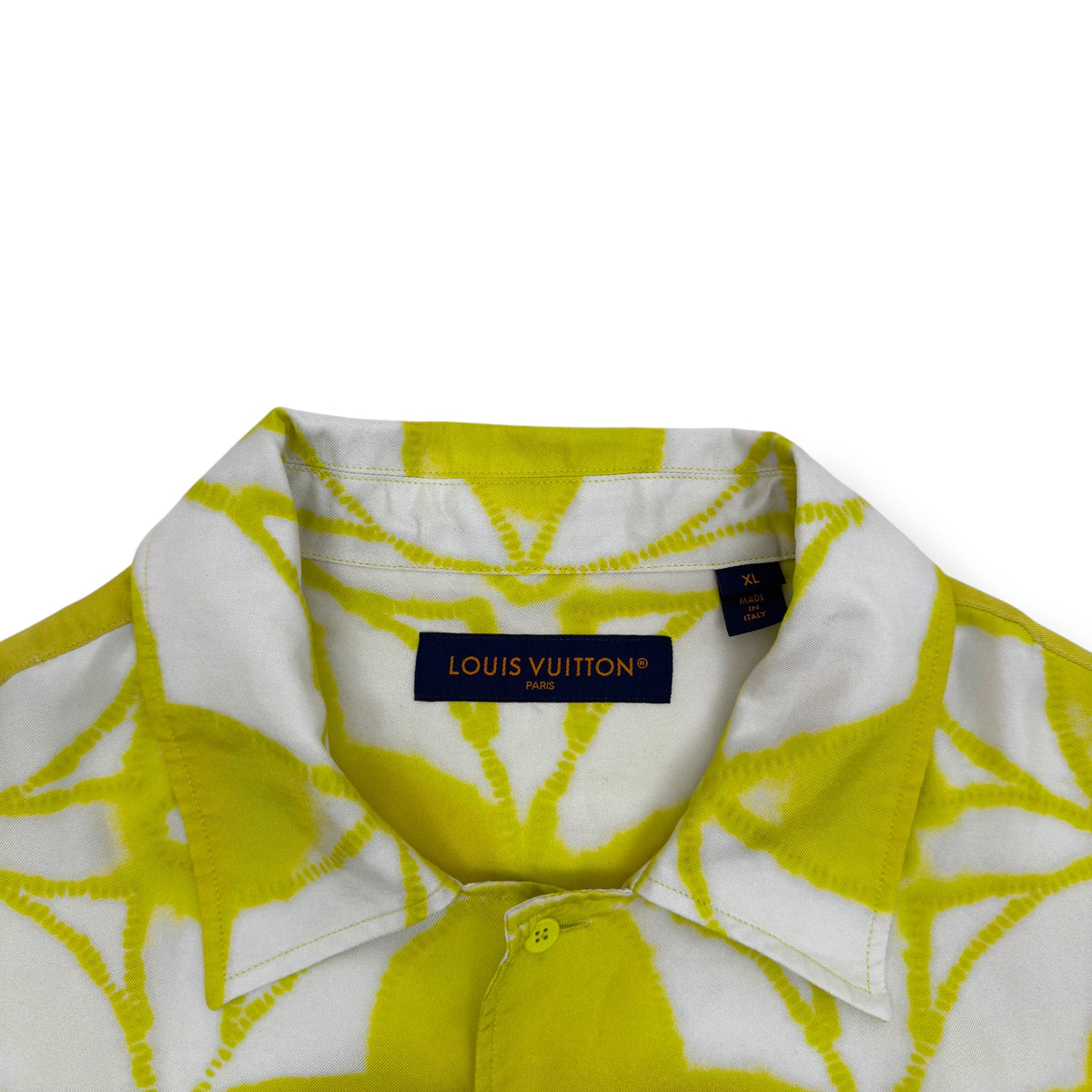 LOUIS VUITTON SHIBORI SHORT-SLEEVE SILK SHIRT YELLOW / WHITE XL