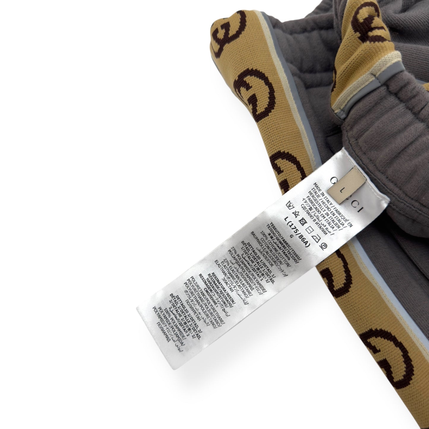 GUCCI TAPE DETAIL COTTON SWEATPANTS GREY L