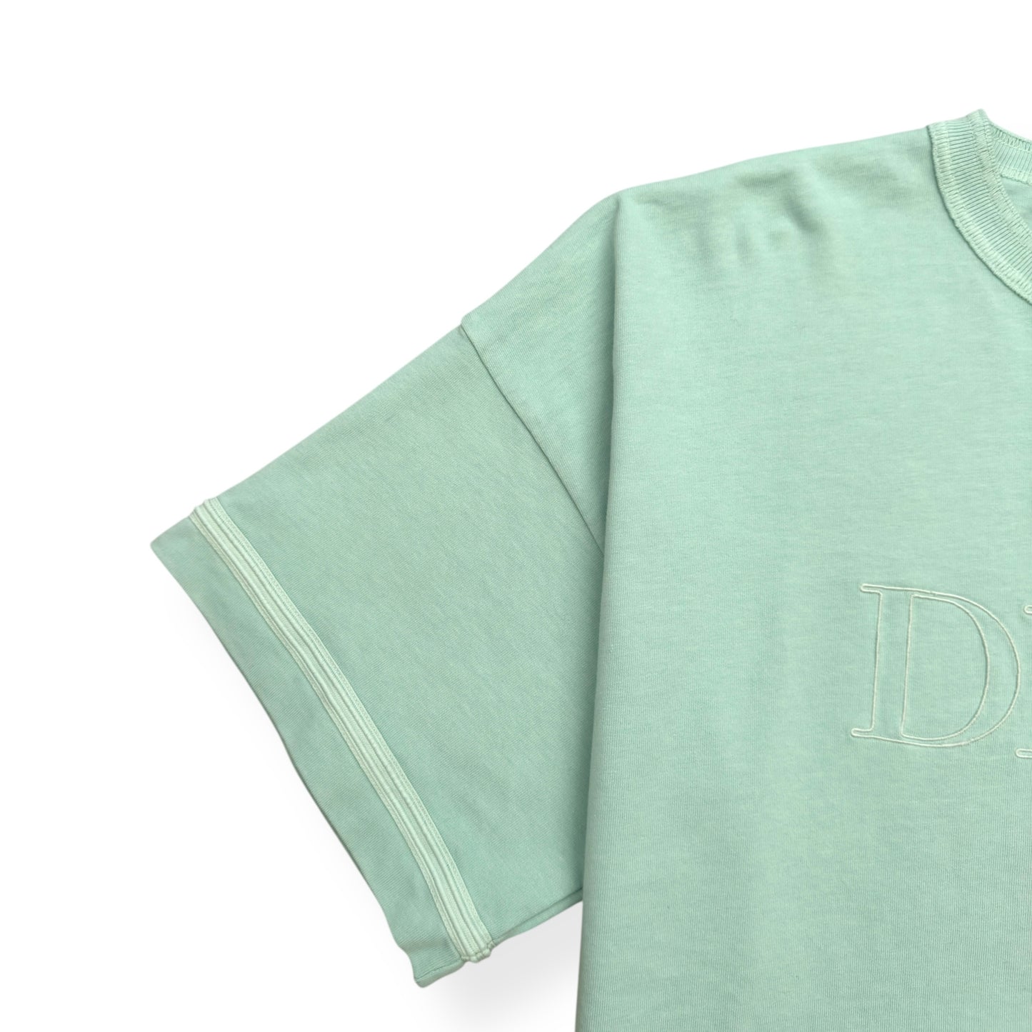 DIOR X STONE ISLAND OVERSIZED LOGO EMBROIDERED T-SHIRT TURQUOISE / WHITE XL