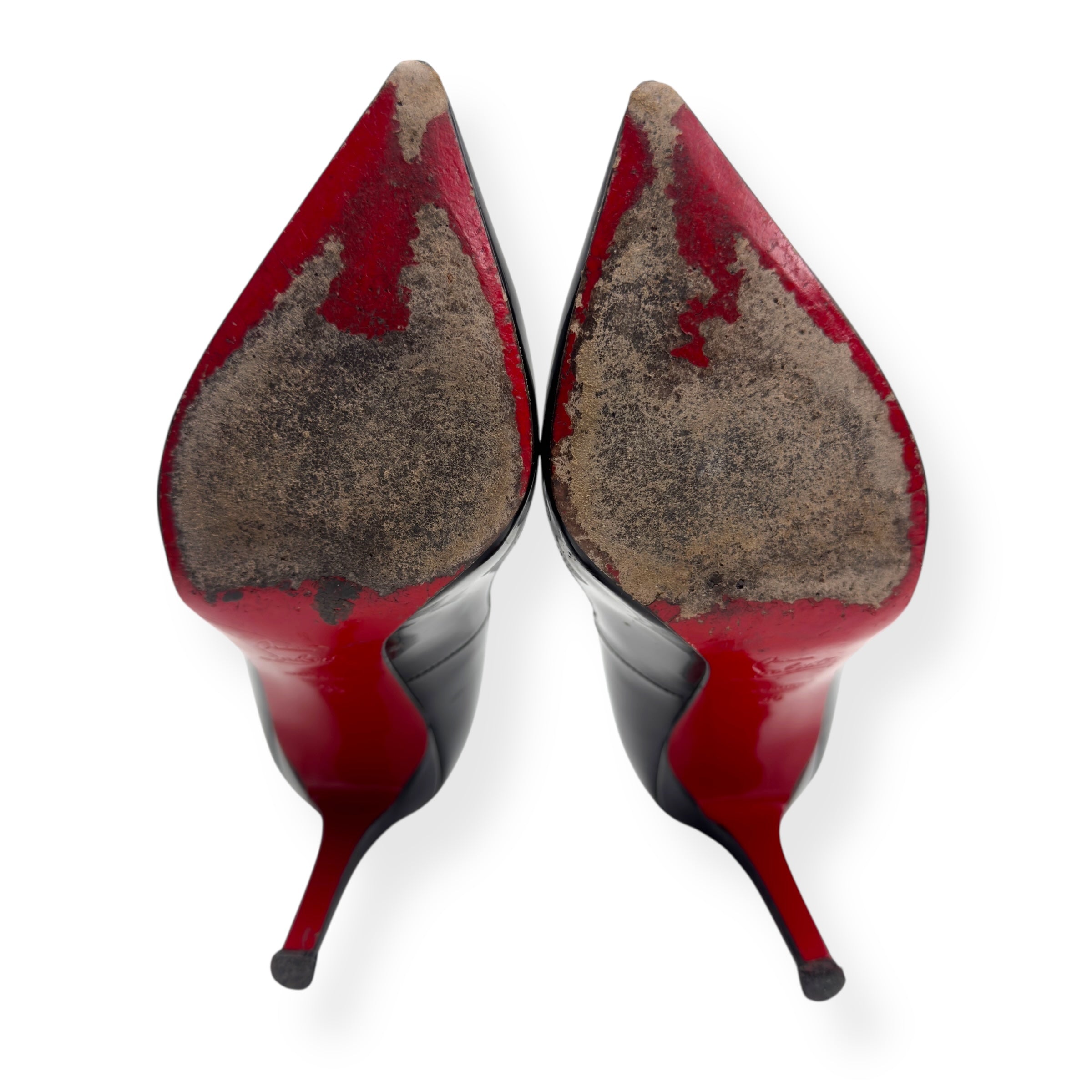 CHRISTIAN LOUBOUTIN PIGALLE 100MM PATENT LEATHER HEELS BLACK / RED 36 / UK3