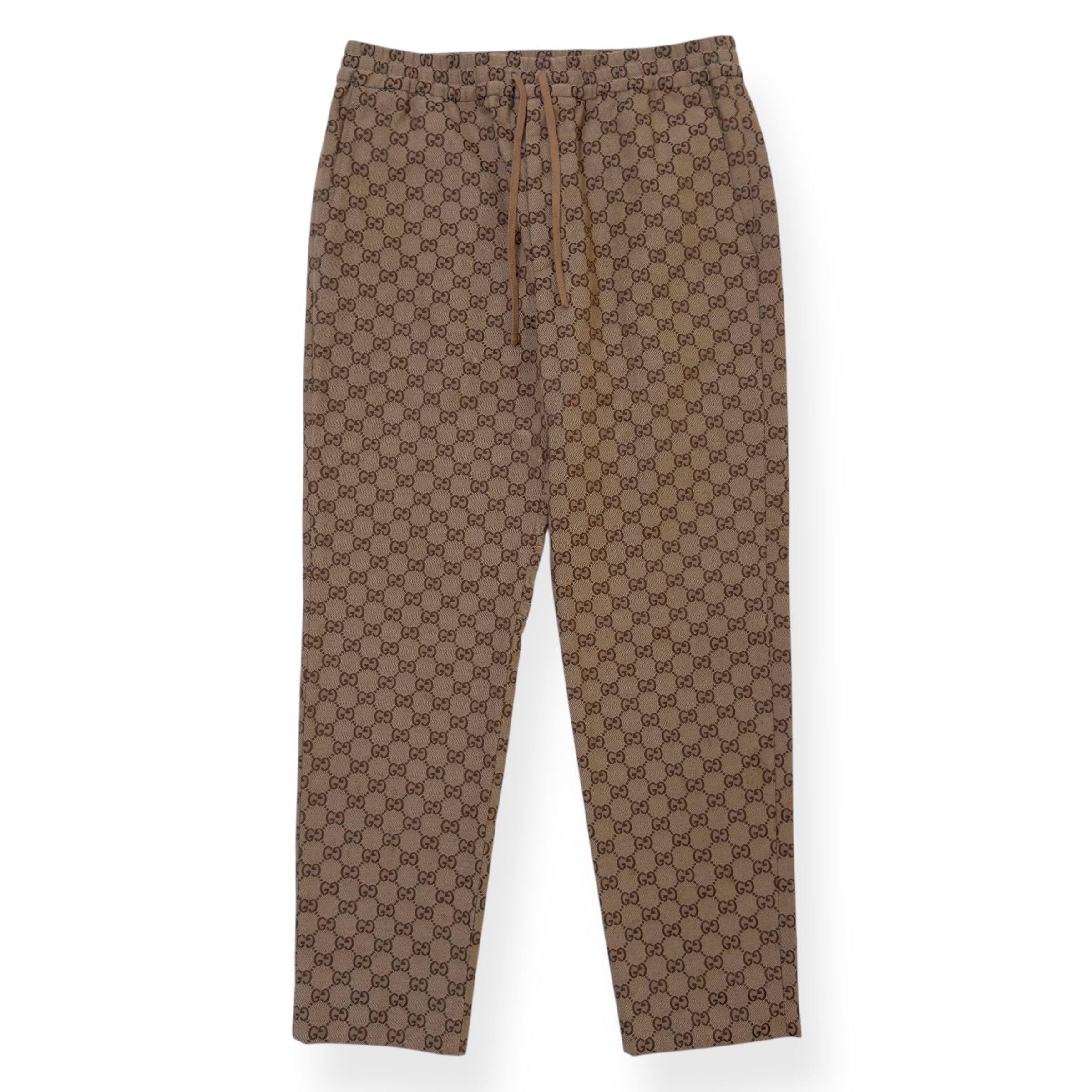 GUCCI GG COTTON CANVAS TROUSERS BEIGE 46 / S