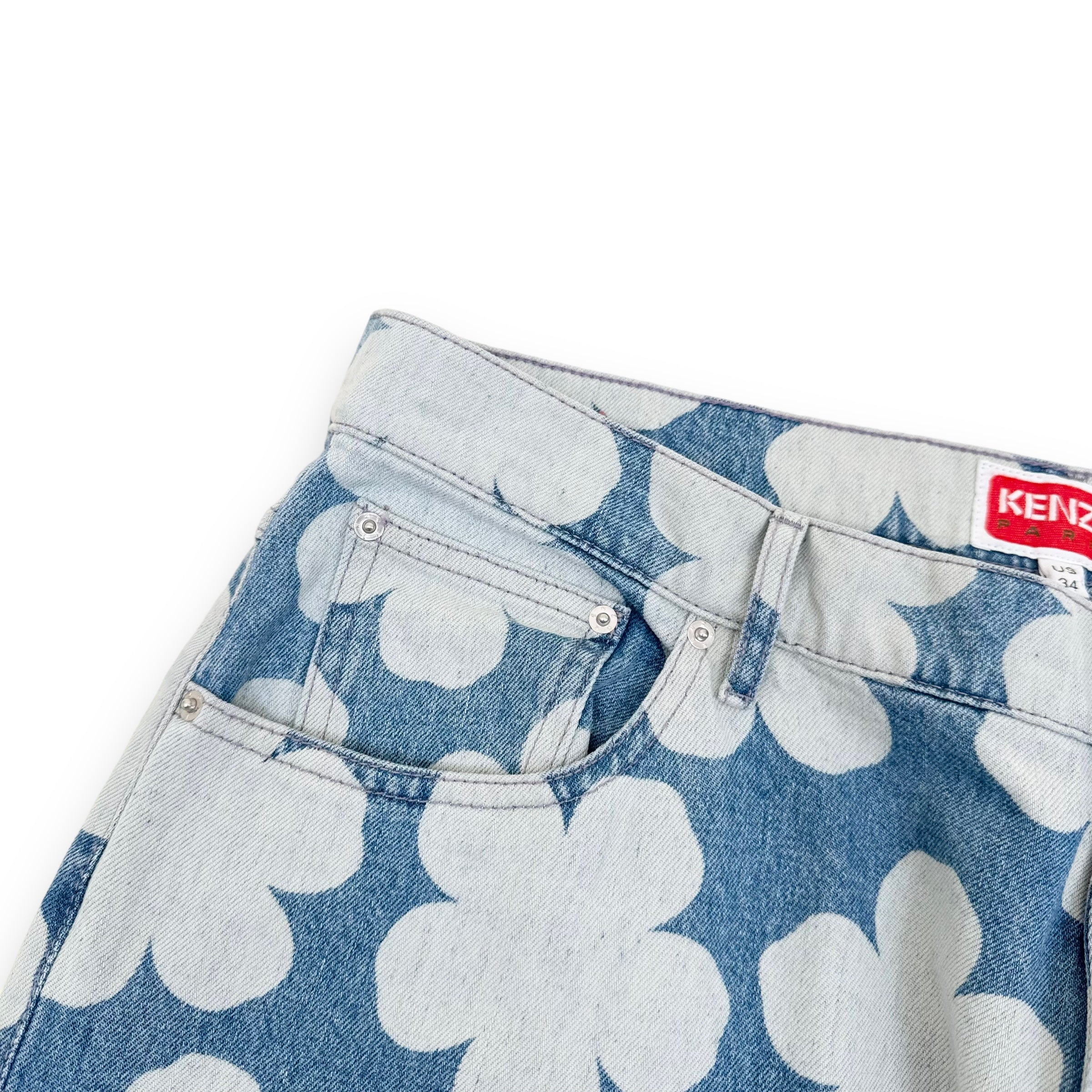 KENZO PARIS BOTAN LOOSE FIT DENIM JEANS BLUE 34”