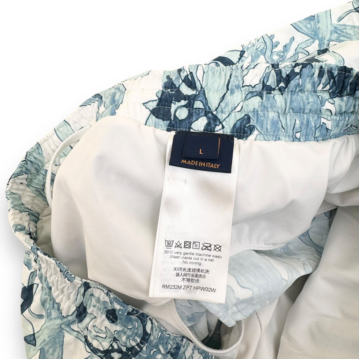 LOUIS VUITTON PRINTED NYLON SWIM SHORTS L