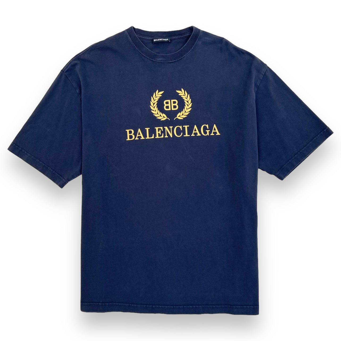 BALENCIAGA WRATH LOGO PRINT T-SHIRT NAVY L