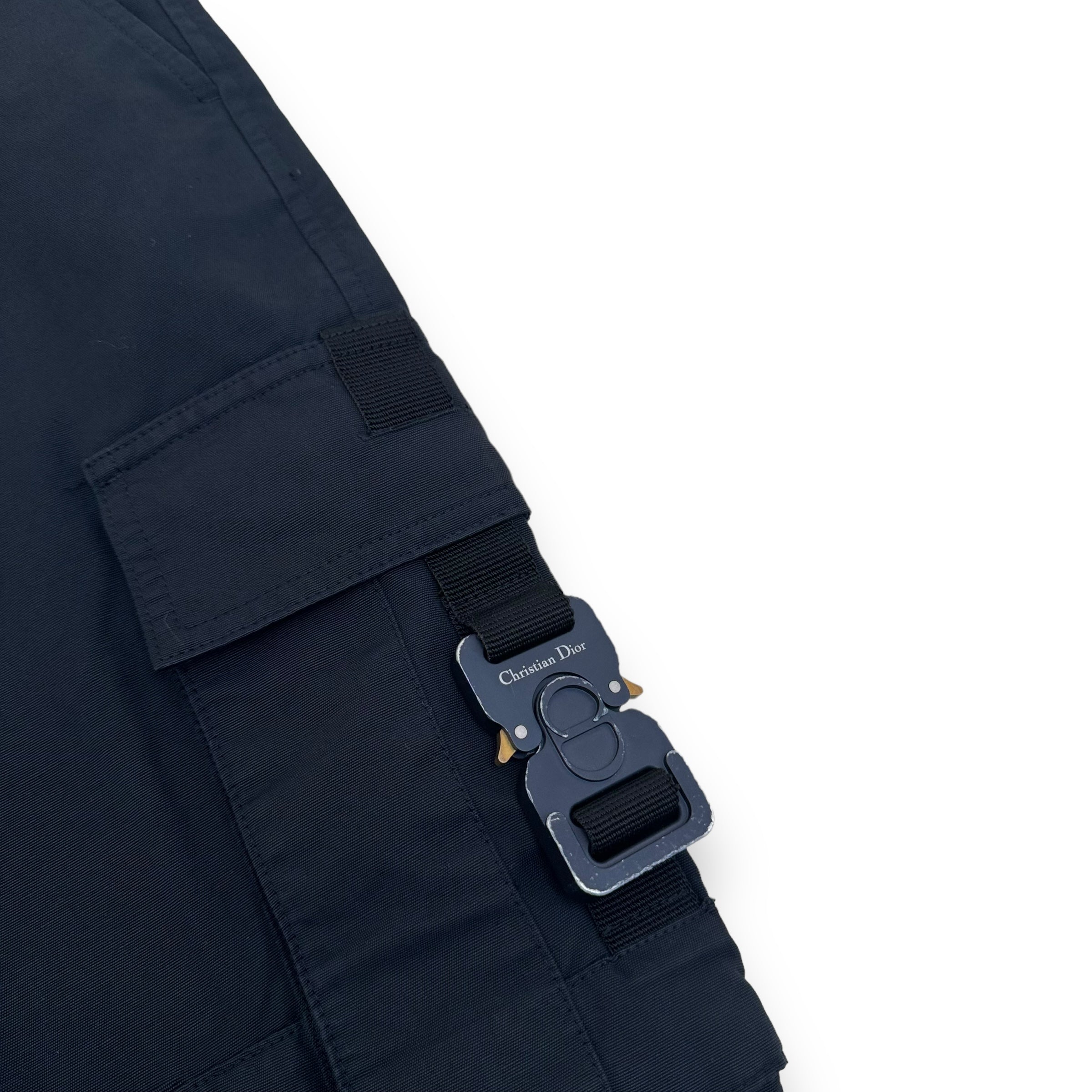 DIOR BUCKLE DETAILED CARGO TROUSERS BLACK L