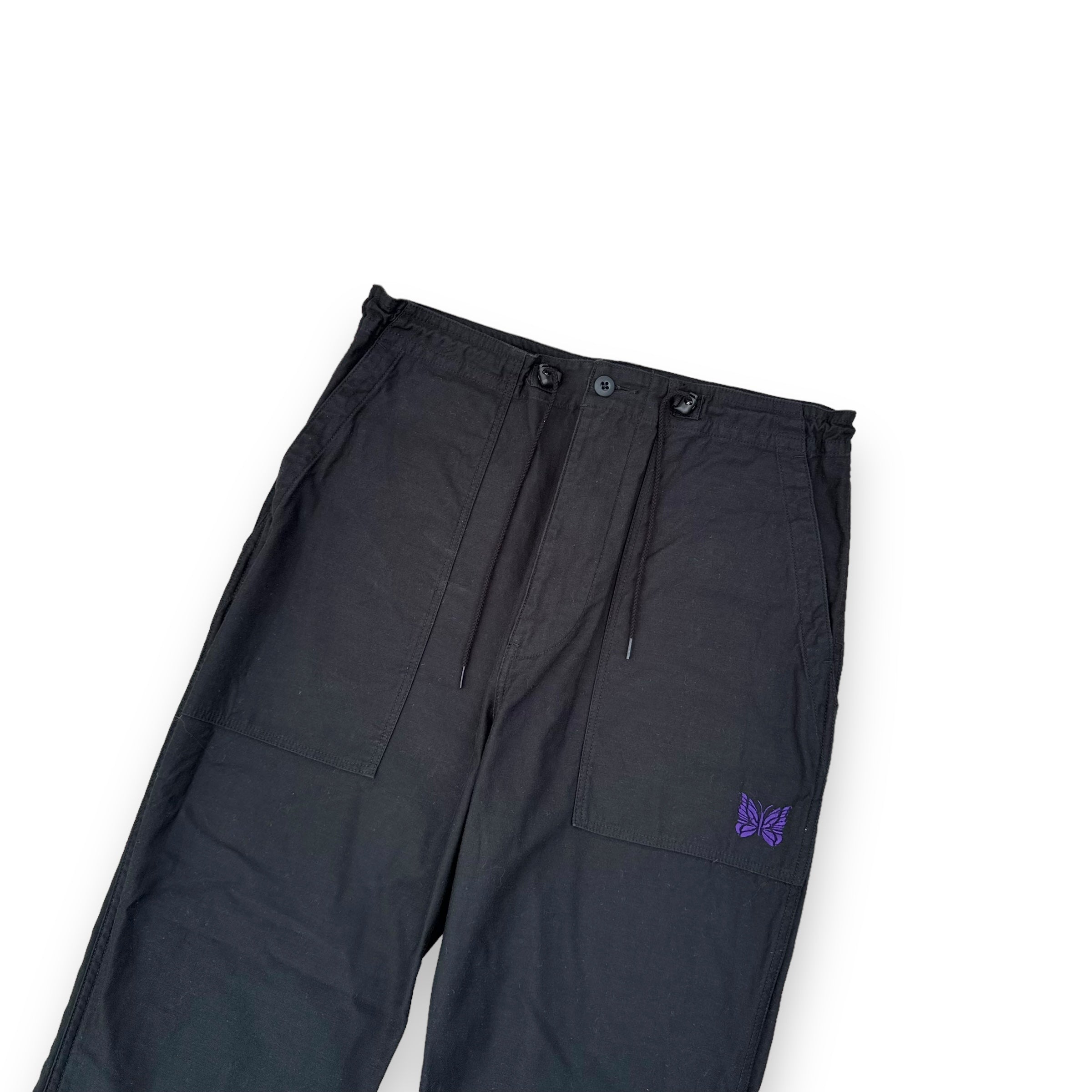 NEEDLES STRING FATIGUE TROUSERS BLACK / PURPLE S