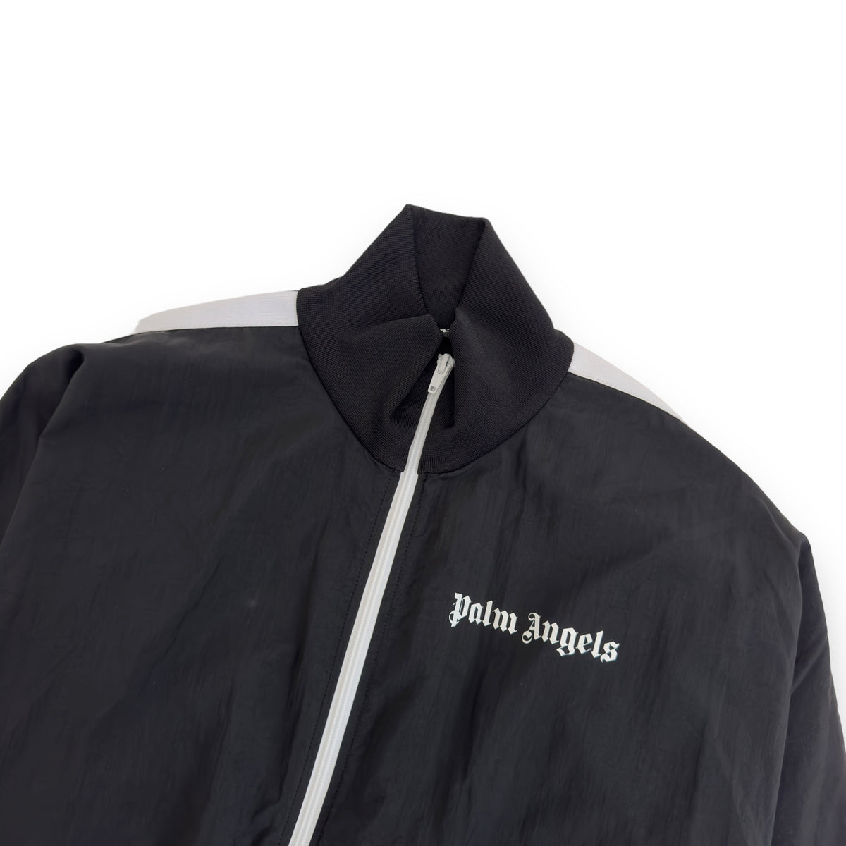 PALM ANGELS LOGO PRINT TRACK JACKET BLACK / WHITE M