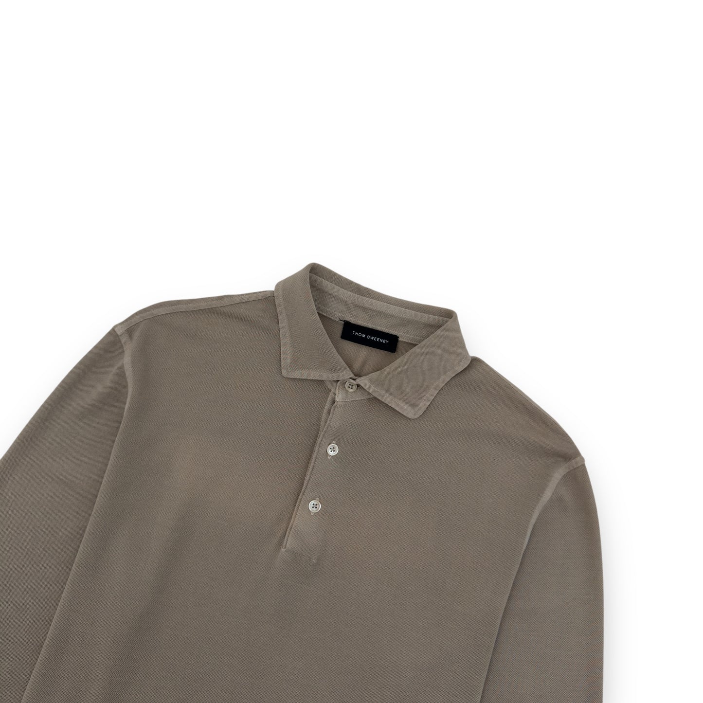THOM SWEENEY LONG SLEEVE POLO SHIRT TAUPE M