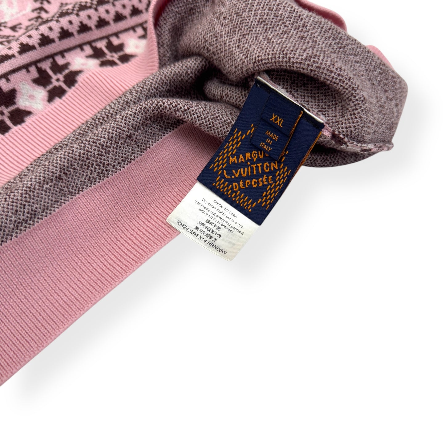 LOUIS VUITTON X TYLER THE CREATOR FAIR ISLE JACQUARD MERINO WOOL VEST LUXURY PINK XXL