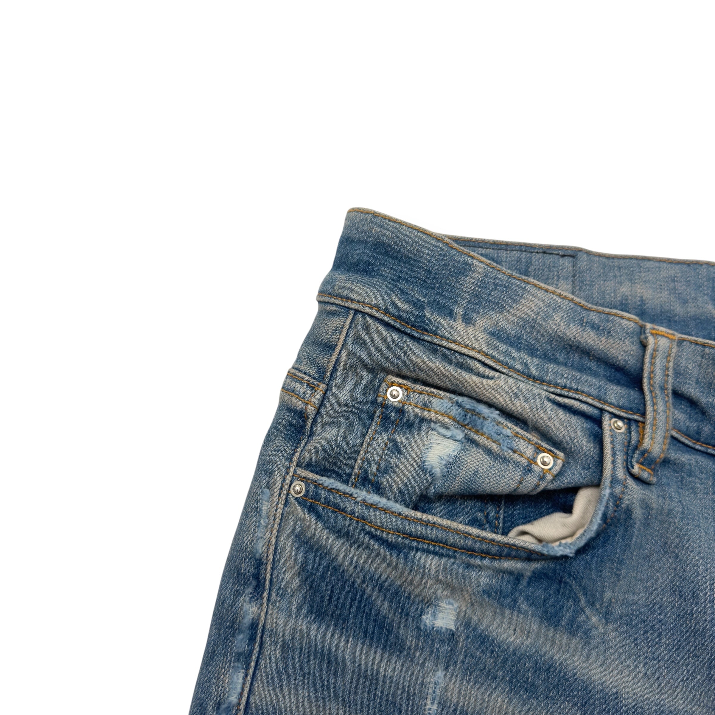 AMIRI DISTRESSED SKINNY DENIM JEANS BLUE W34”
