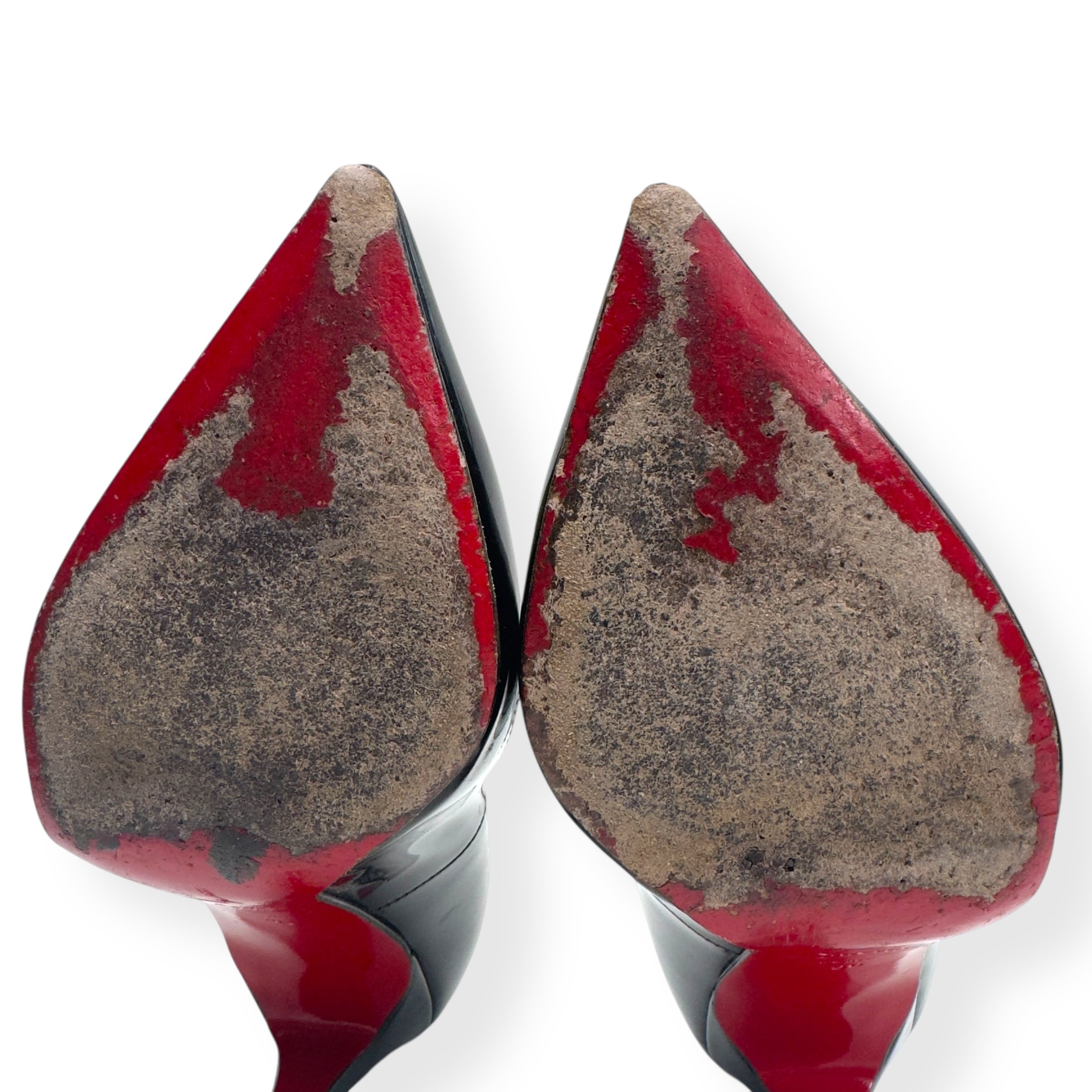CHRISTIAN LOUBOUTIN PIGALLE 100MM PATENT LEATHER HEELS BLACK / RED 36 / UK3