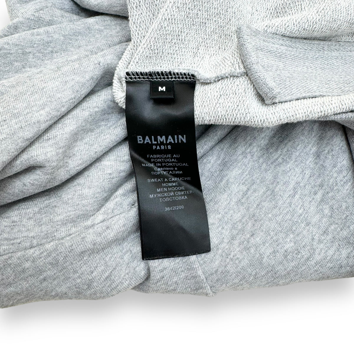 BALMAIN PARIS HOODIE GREY M