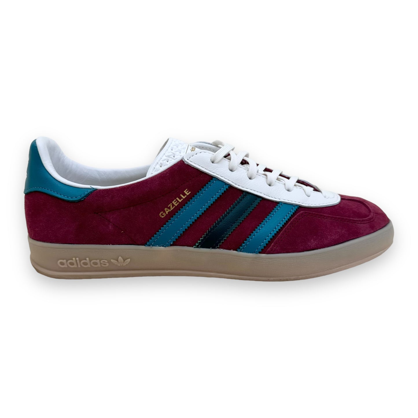 ADIDAS ORIGINAL GAZELLE INDOOR SUEDE SNEAKER BURGUNDY UK10