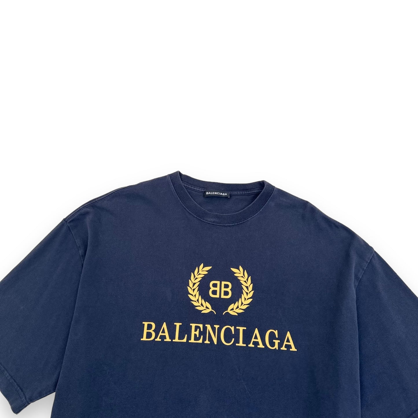 BALENCIAGA WRATH LOGO PRINT T-SHIRT NAVY L