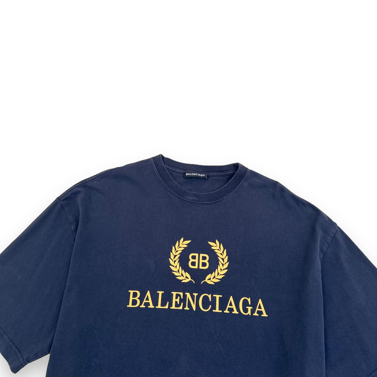 BALENCIAGA WRATH LOGO PRINT T-SHIRT NAVY L