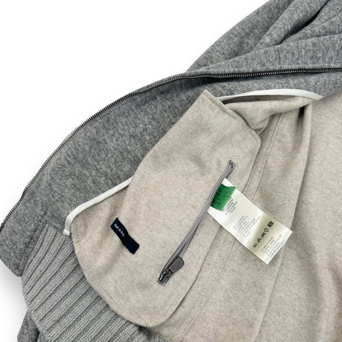THOM SWEENEY CASHMERE BLEND BESPOKE ZIP-UP BOMBER JACKET GREY L