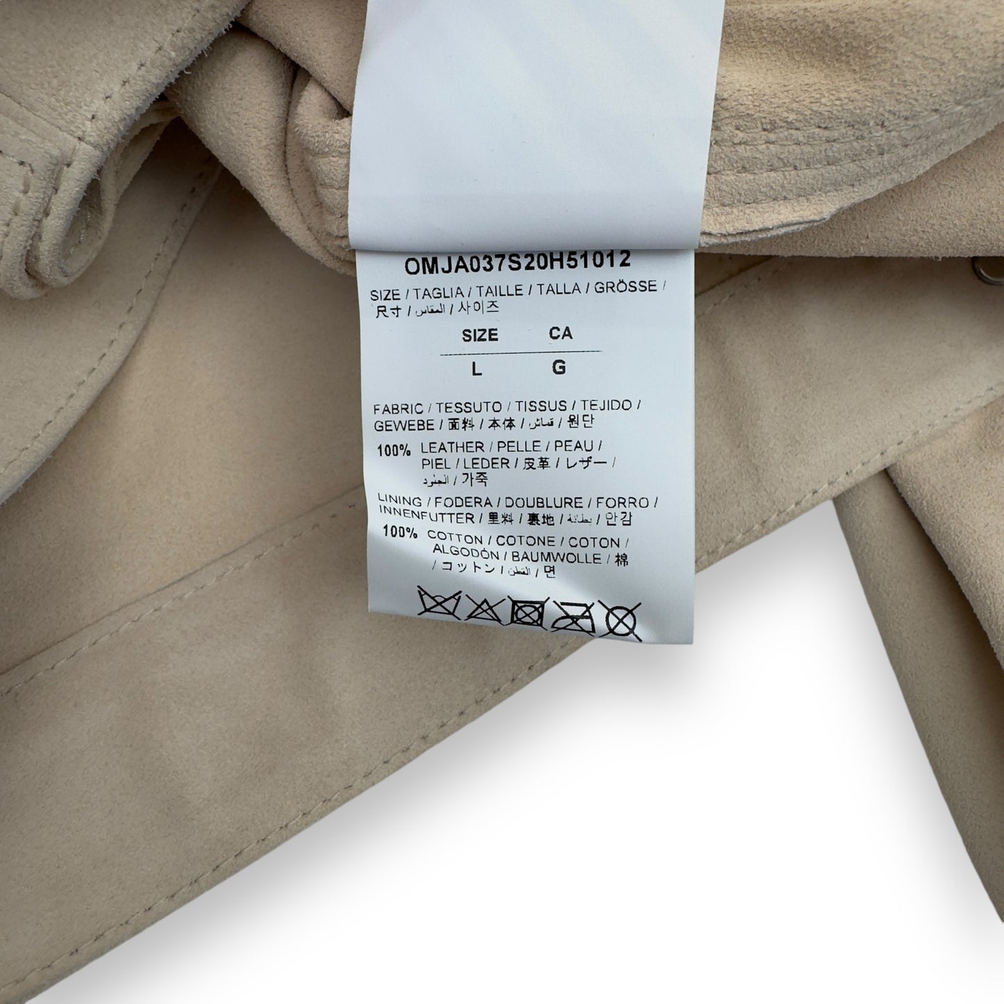 OFF-WHITE TAFT POINT LEATHER JACKET SAND / BLACK L