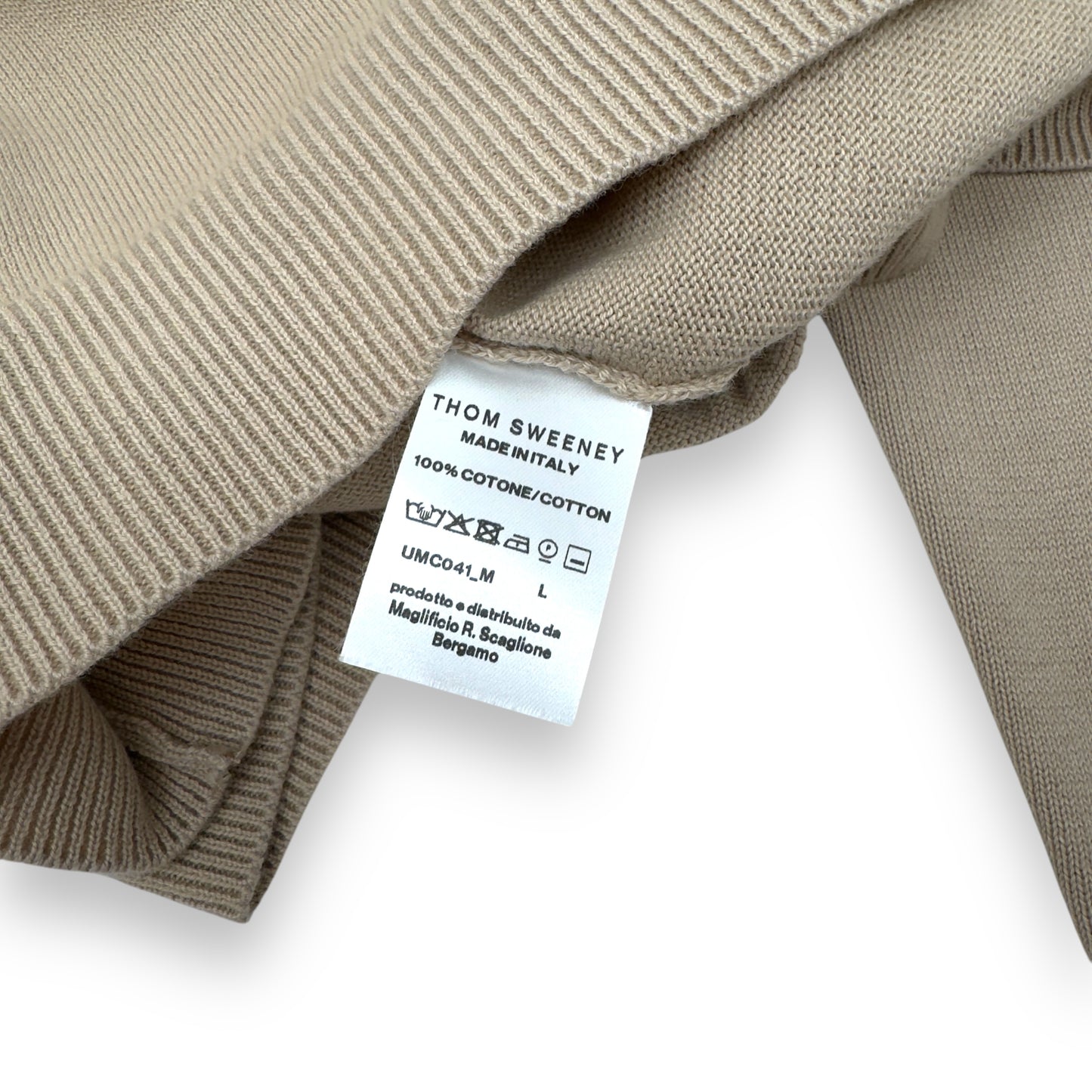 THOM SWEENEY COTTON LONG SLEEVE SKIPPER POLO SHIRT BEIGE L