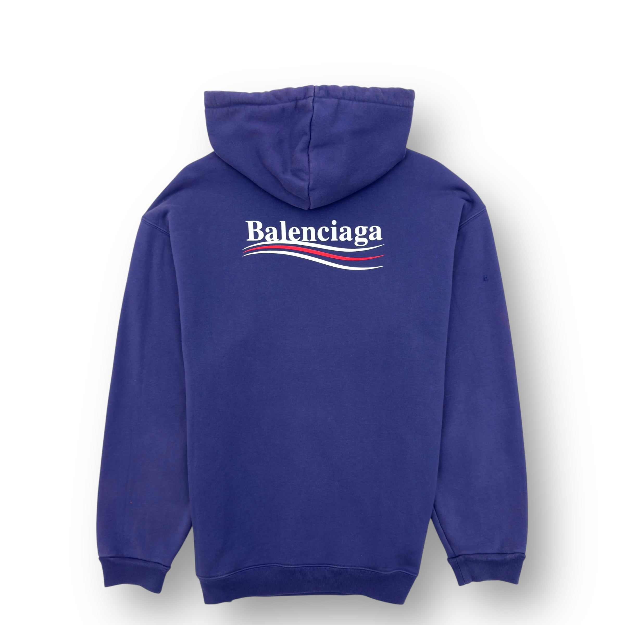 BALENCIAGA POLITICAL LOGO HOODIE BLUE L