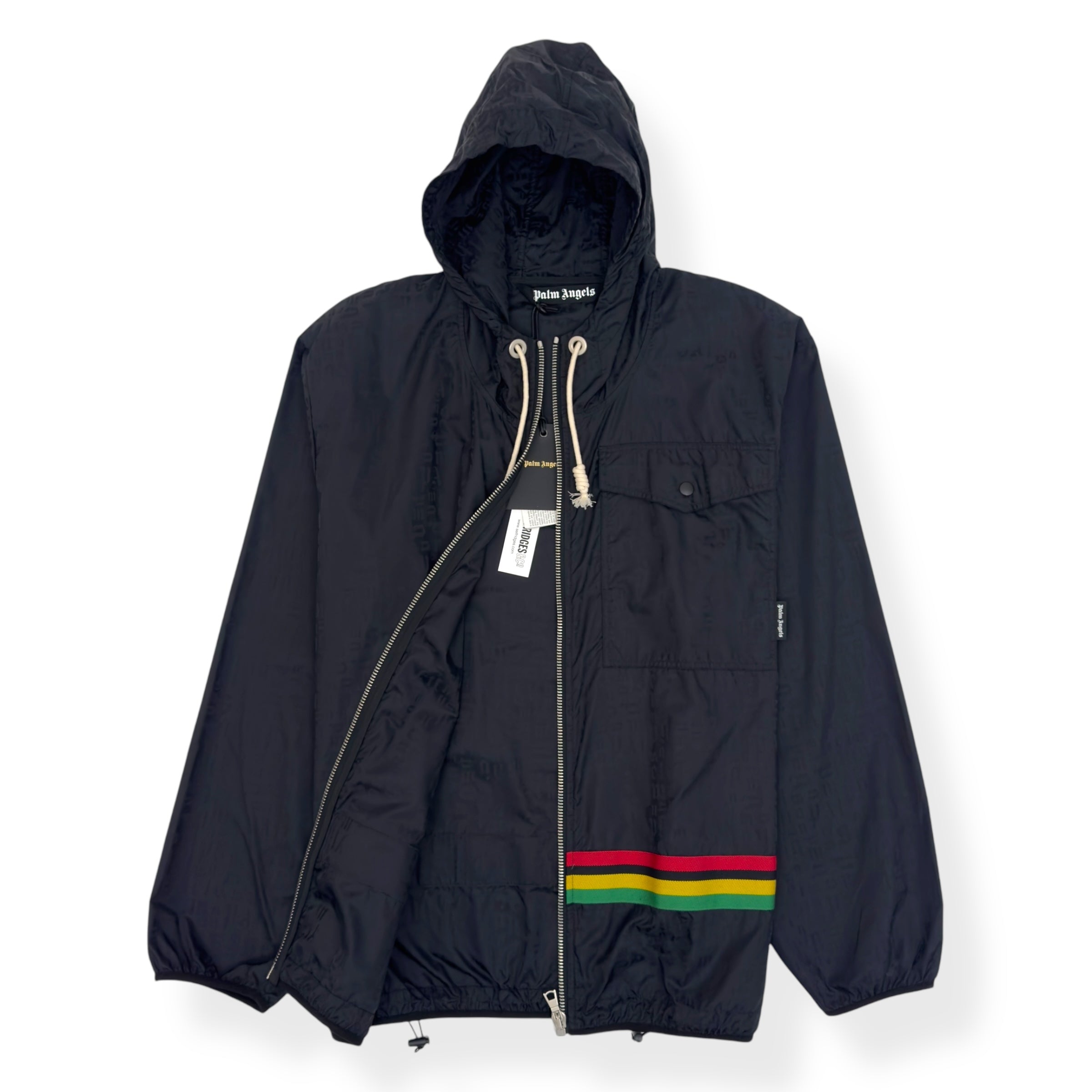 PALM ANGELS MONOGRAM WINDBREAKER JACKET BLACK L