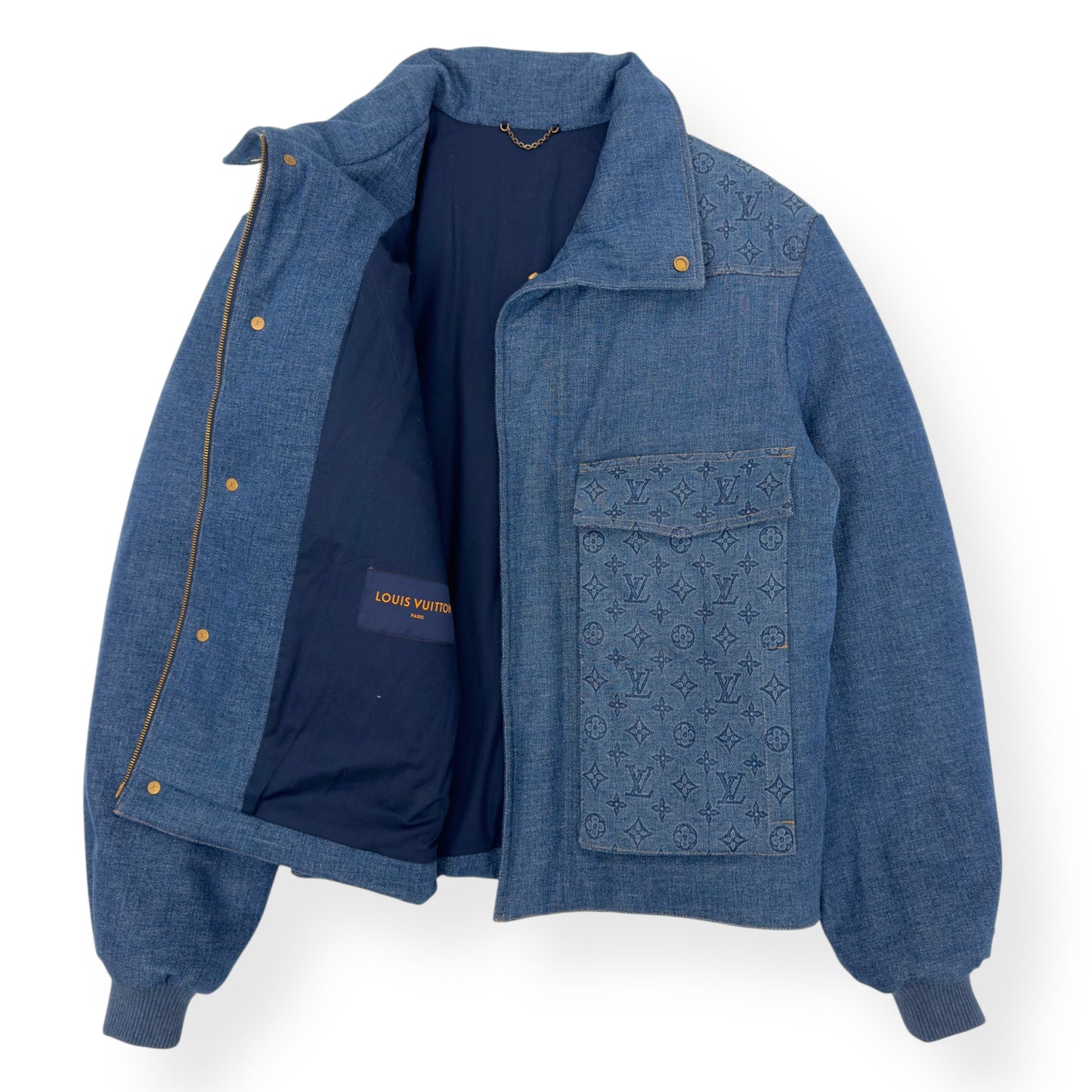 LOUIS VUITTON MONOGRAM PADDED DENIM JACKET INDIGO FR52 / L