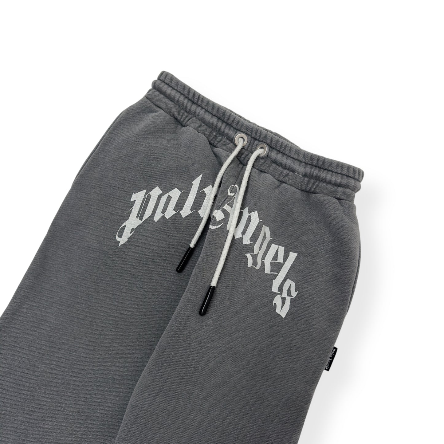 PALM ANGELS CURVED LOGO SWEATPANTS GREY / WHITE S