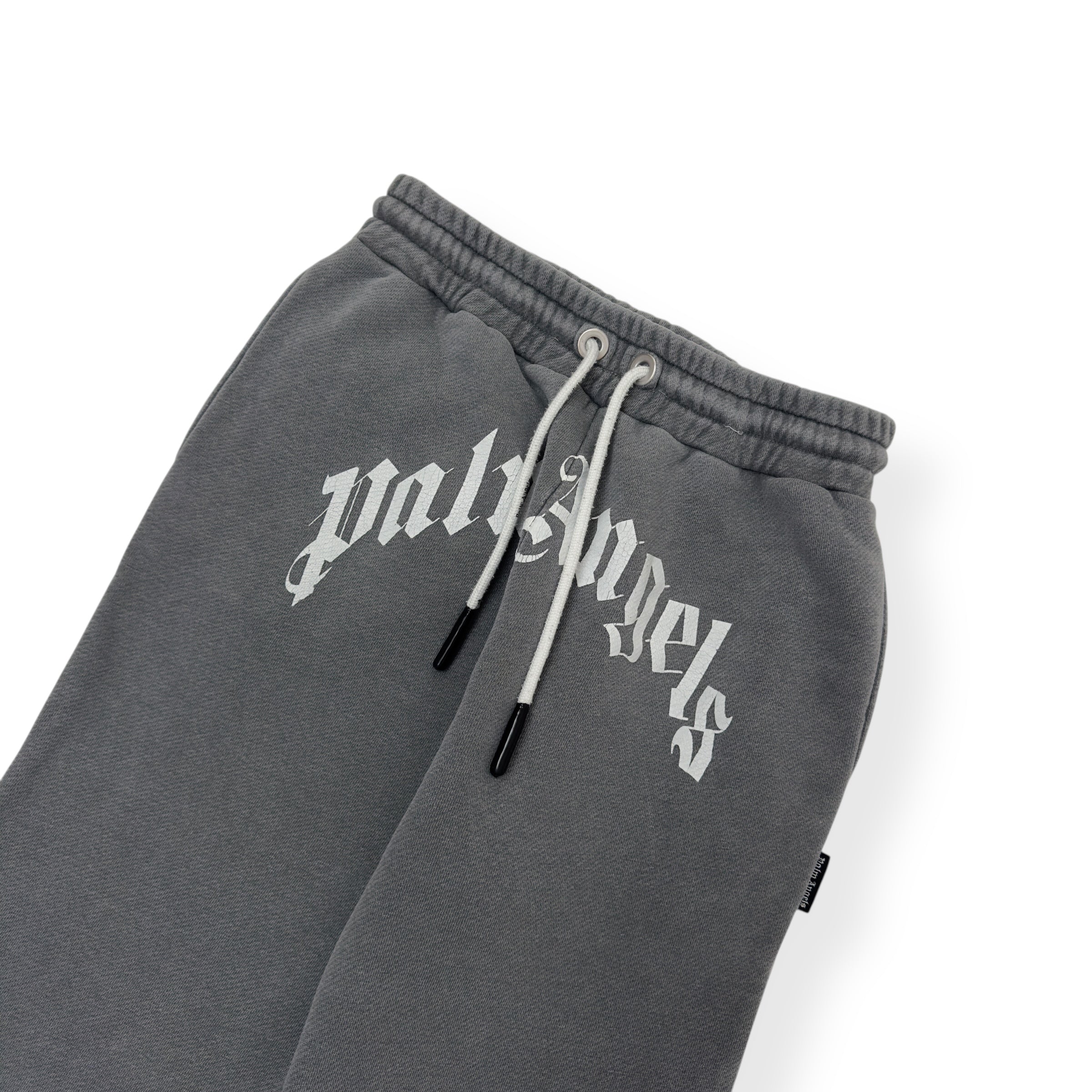 PALM ANGELS CURVED LOGO SWEATPANTS GREY / WHITE S