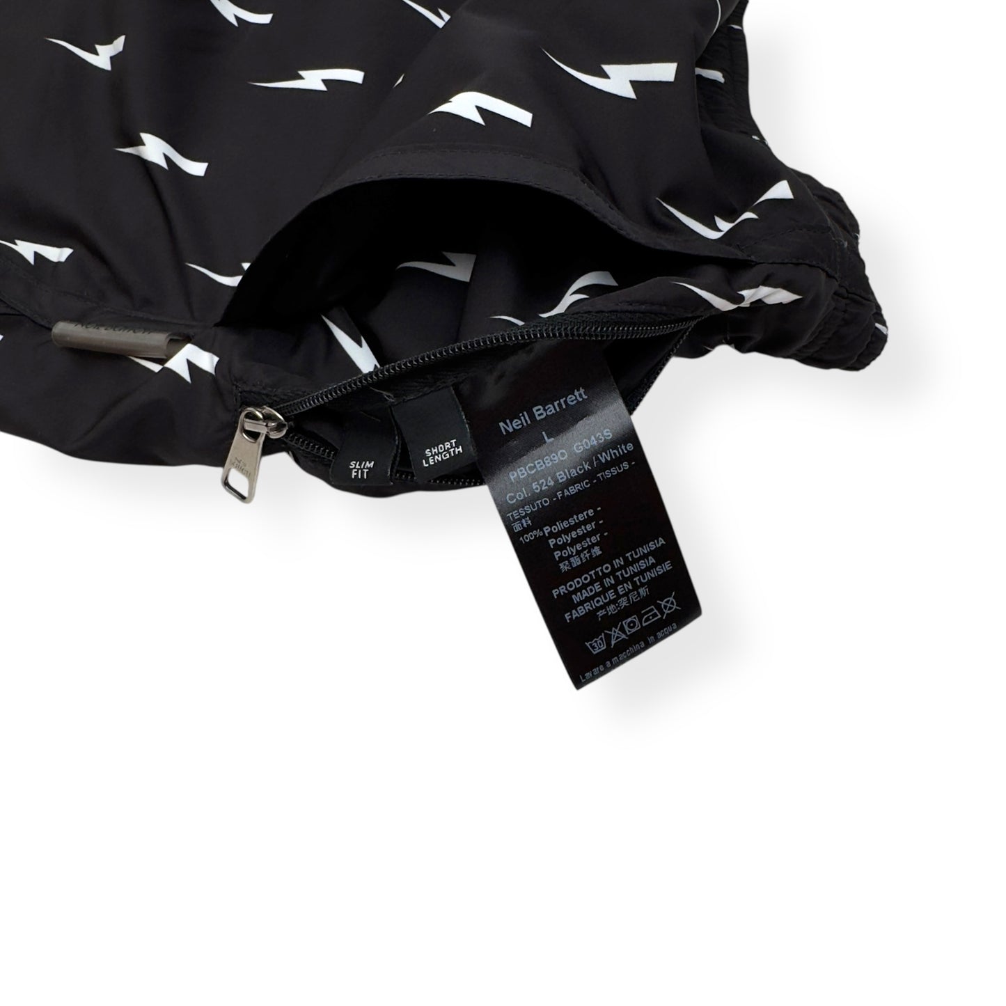NEIL BARRETT MICRO BOLT SWIM SHORTS BLACK / WHITE L