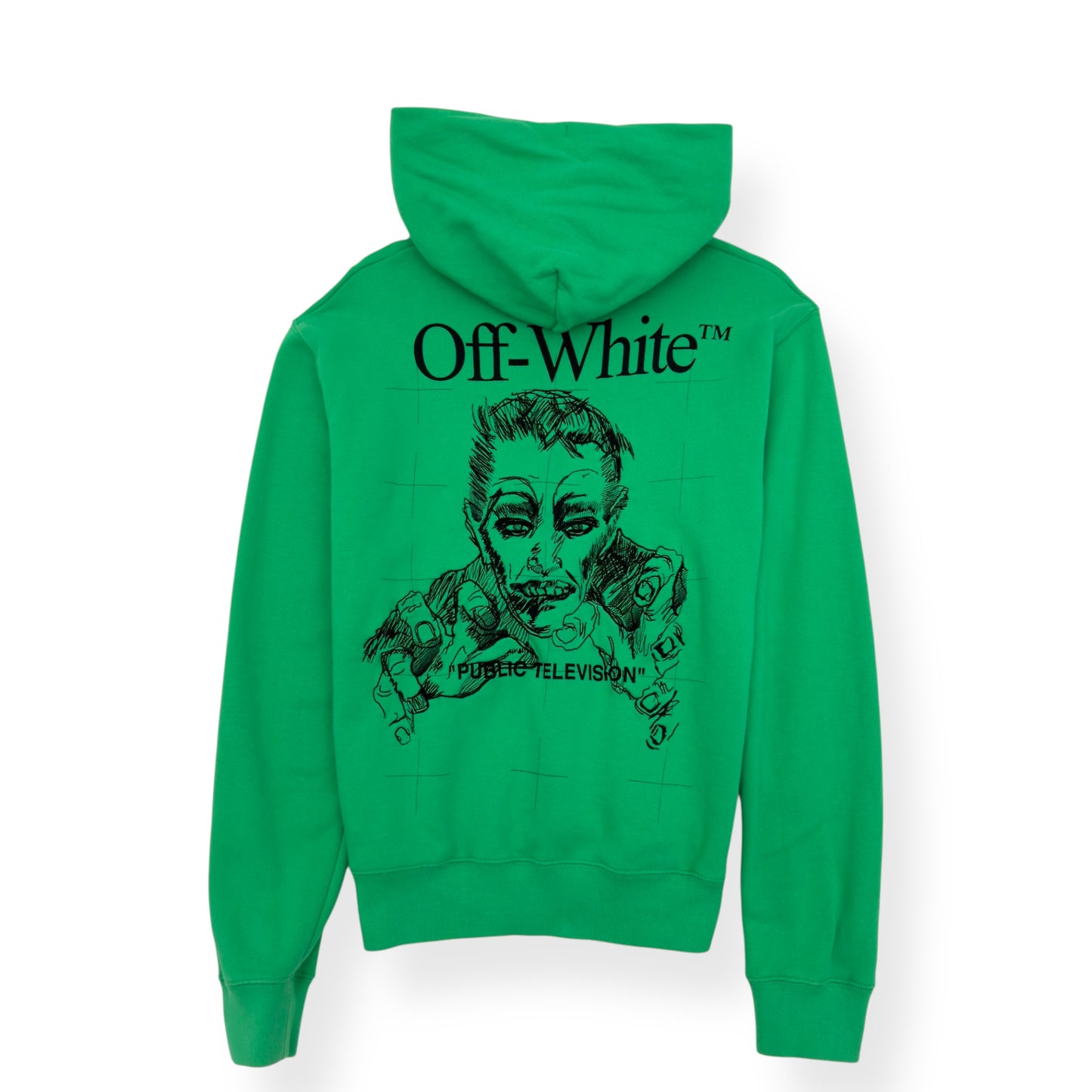 OFF-WHITE PUBLIC TELEVISION HOODIE GREEN / BLACK L