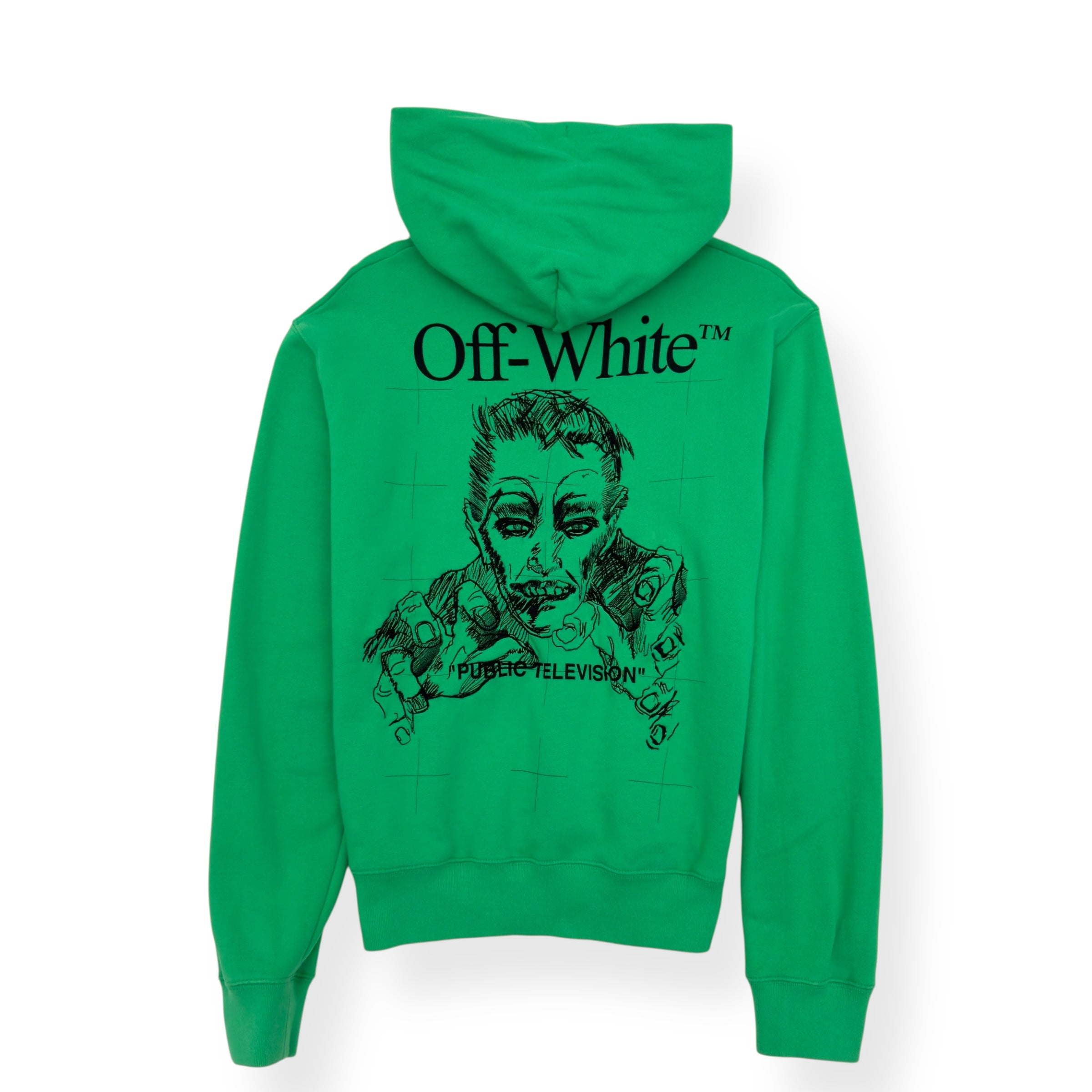 OFF-WHITE PUBLIC TELEVISION HOODIE GREEN / BLACK L
