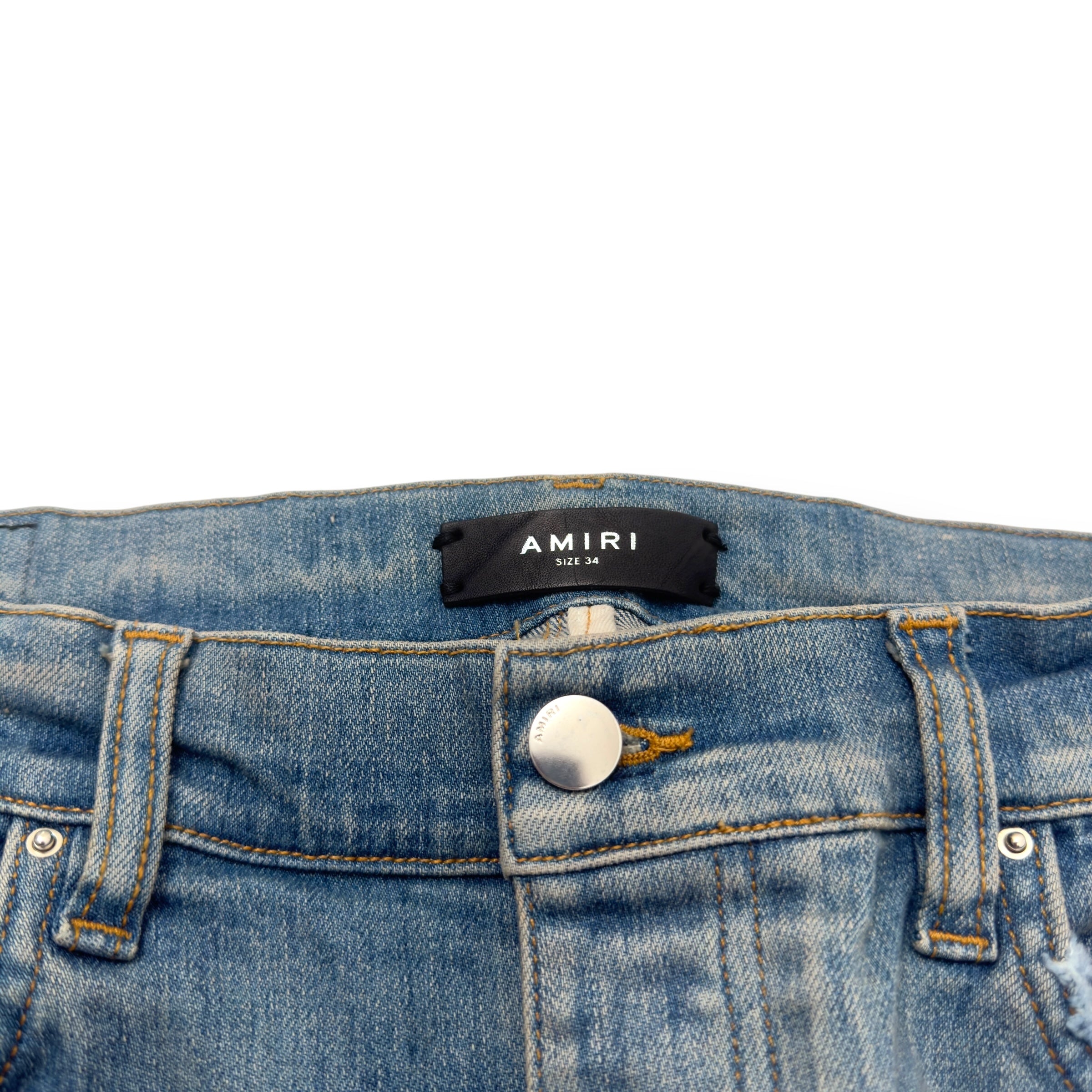 AMIRI DISTRESSED SKINNY DENIM JEANS BLUE W34”
