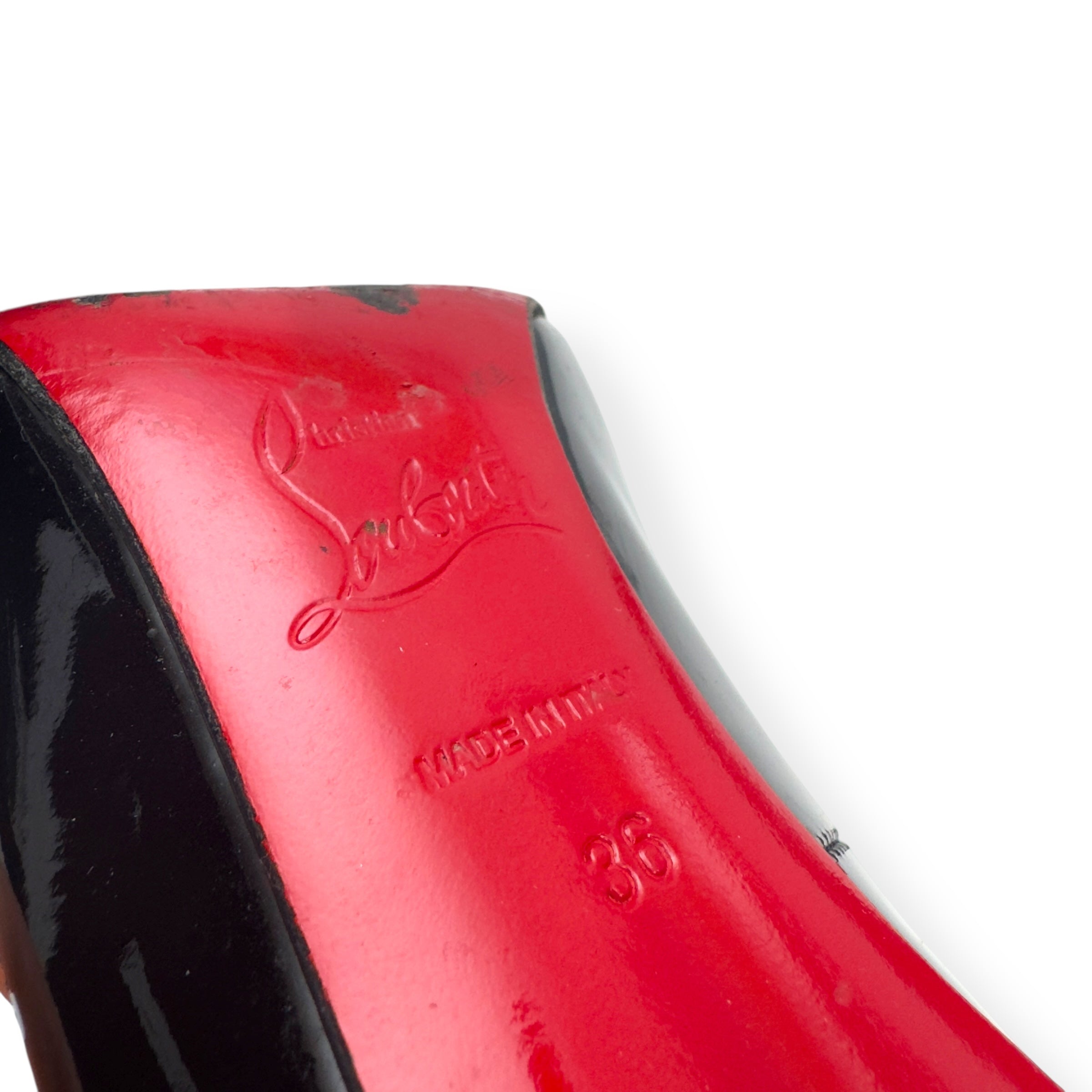 CHRISTIAN LOUBOUTIN PIGALLE 100MM PATENT LEATHER HEELS BLACK / RED 36 / UK3