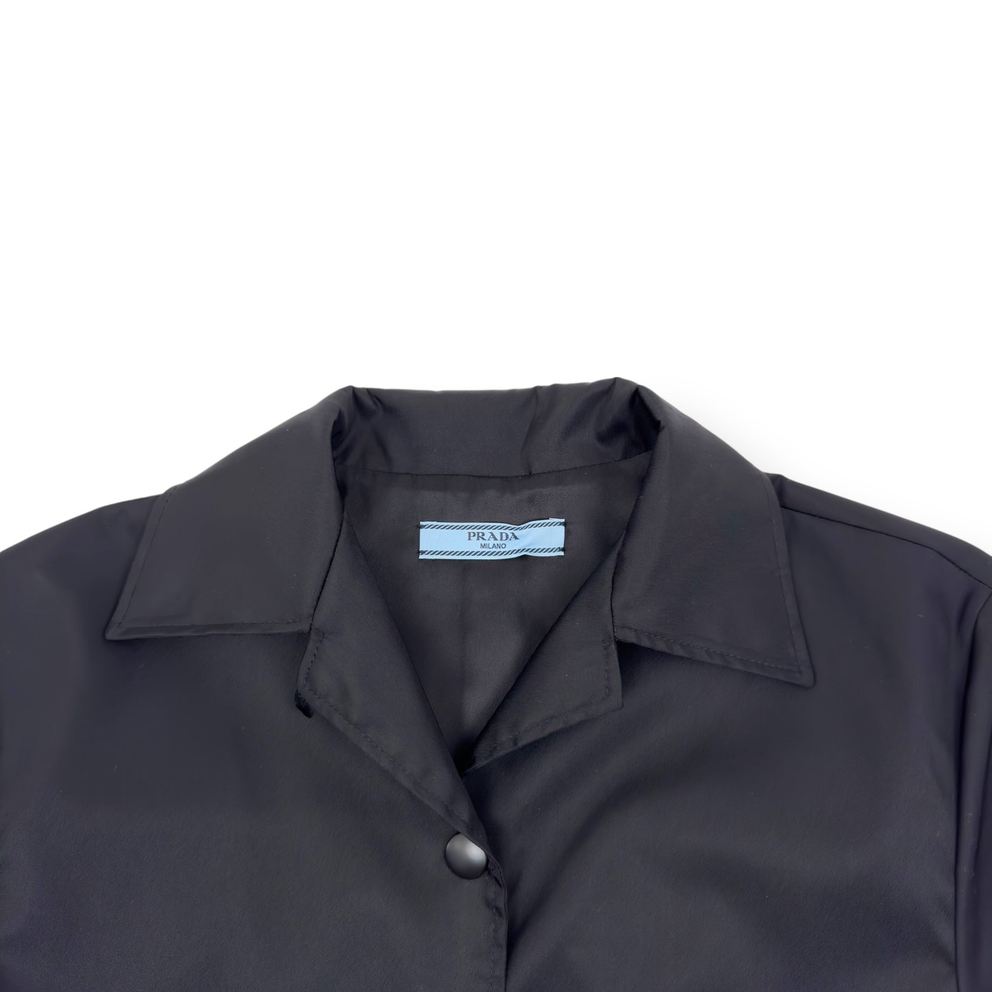 PRADA RE-NYLON LOGO-PATCH MINIDRESS BLACK 36 / UK4 / UK6