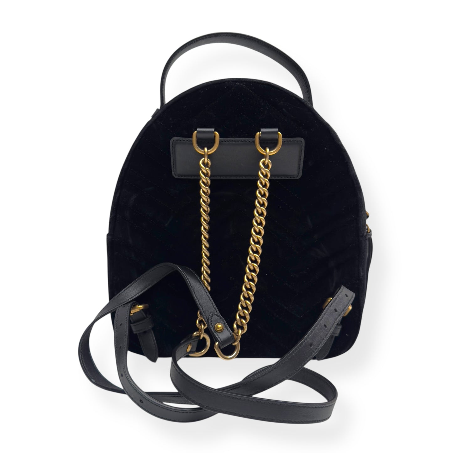 GUCCI GG MARMONT VELVET MATELASSÉ BACKPACK BLACK